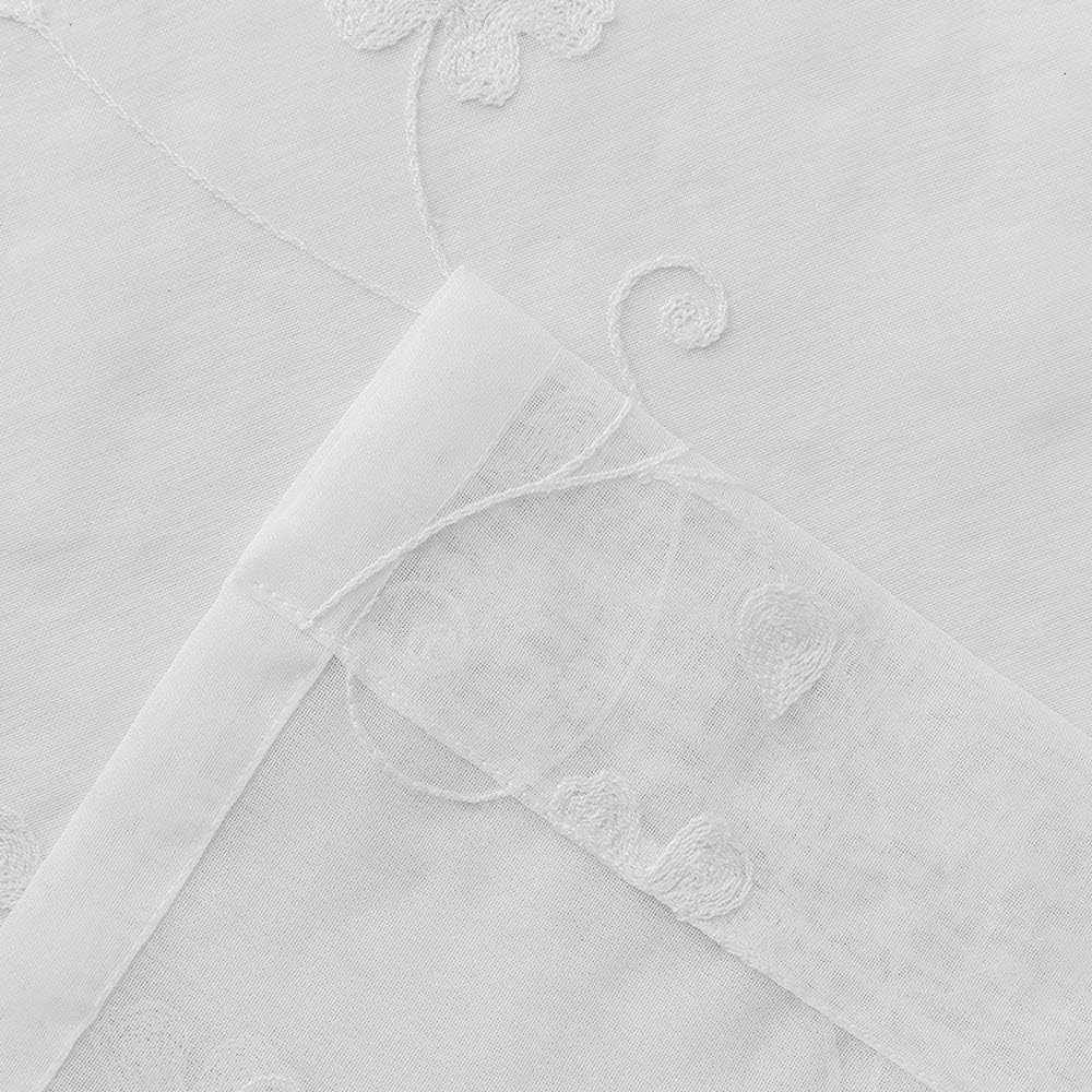 Sheer Curtains White 95 Inches Embroidered Floral, Window Treatments Rod Pocket Drapes for Living room, Bedroom, Semi Crinkle Voile Curtain Panels for Yard, Patio, Villa, Parlor, Set of 2, 52"x95".