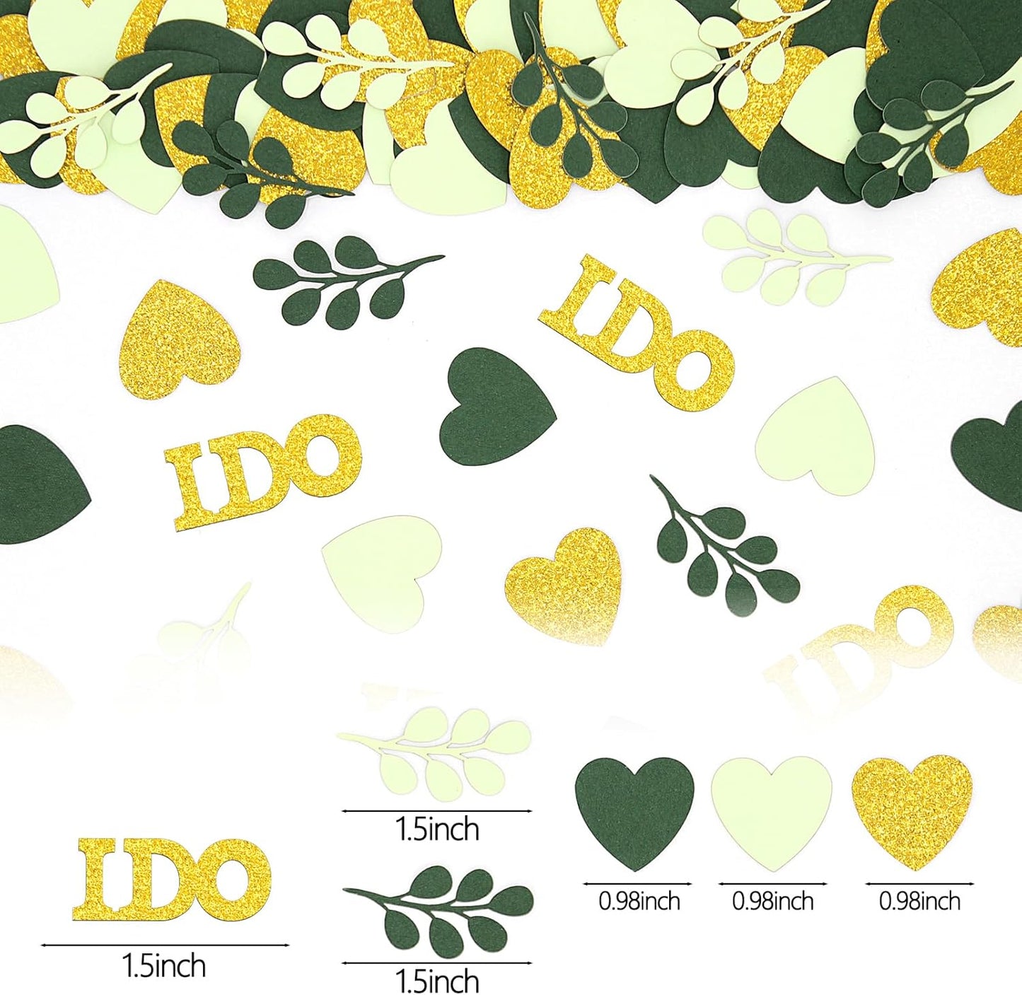 200PC Sage Green Wedding Confetti Wedding Shower Decorations Heart I do Engagement Table Confetti Bridal Shower Bachelorette Party Decorations