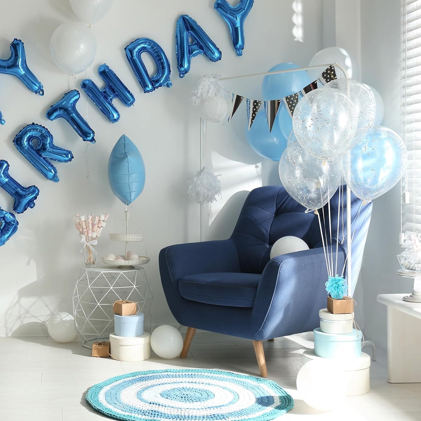 6 Pack Baby Blue Balloon Weights Metallic Holder Anchors Balloon Holder Weights for for Birthday 2025 Graduation Party Christmas Wedding Celebration Decoration (Baby Blue)