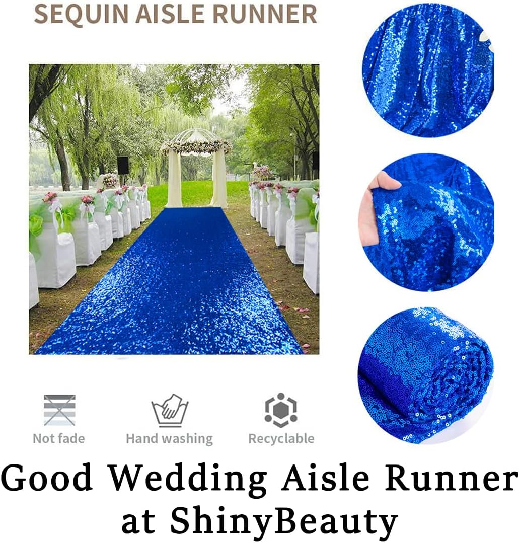 ShinyBeauty Royal Blue Sequin Aisle Runner, 4FTx20FT Glitter Wedding Walkway for Elegant Hallways, Parties & Special Events