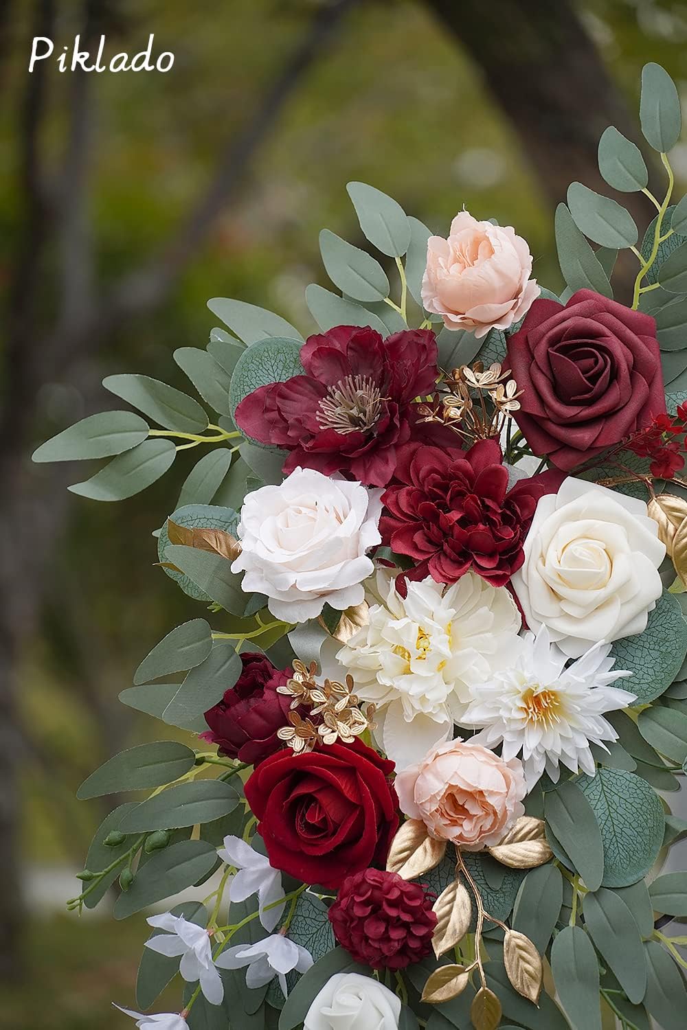 Faux Flower Swag Set of 2 for Wedding Welcome Signs Floral Swag Wedding Reception Ceremony Signs Decor (Red)