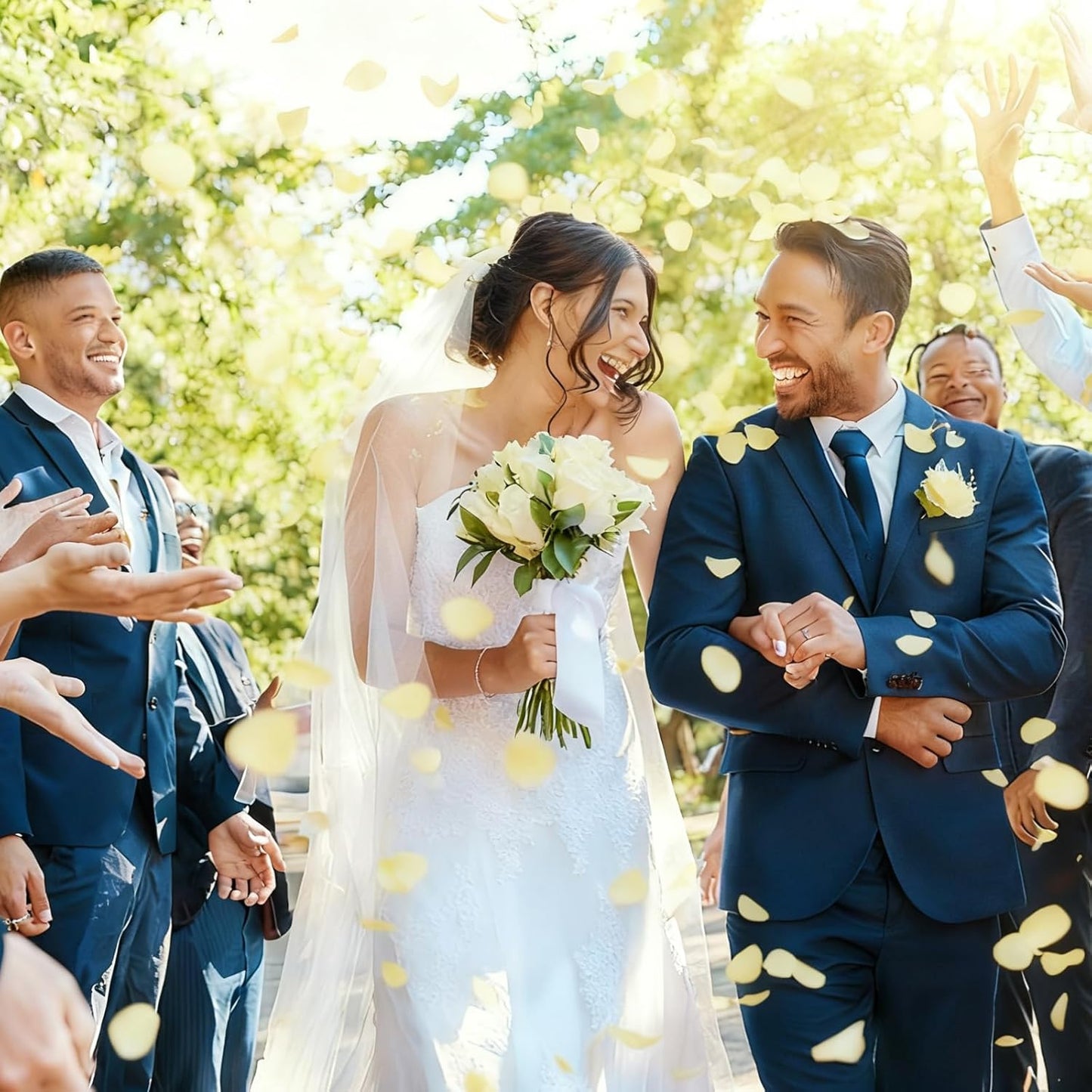 300pcs Cream Rose Silk Petals for Wedding, Bridal Shower Decor, Flower Girl Basket, Table Centerpieces, and Romantic Night Scatter