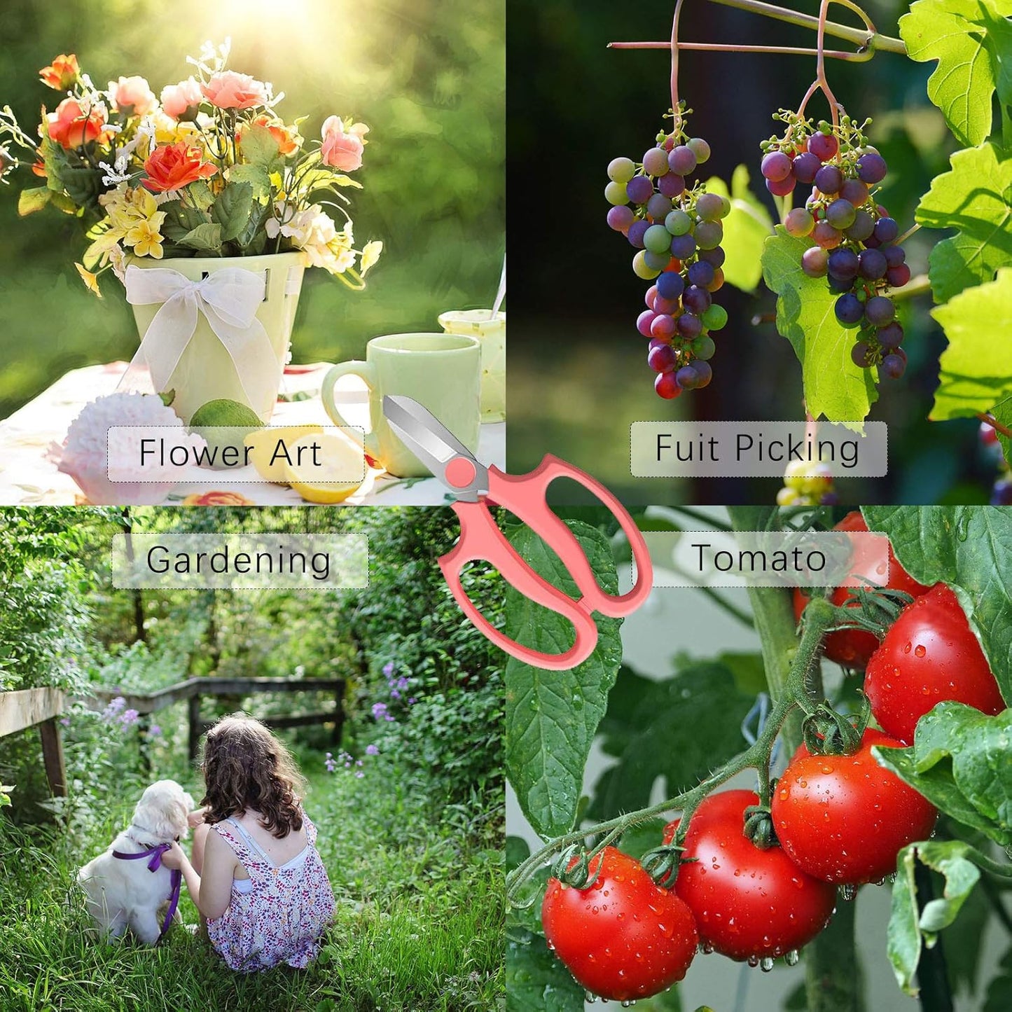 Leize Flower Scissors, Premium Thickened Stainless Steel Floral Shears, Strong Pruner for Flowers, Branches and Leaves (Green Slender 2Pics)