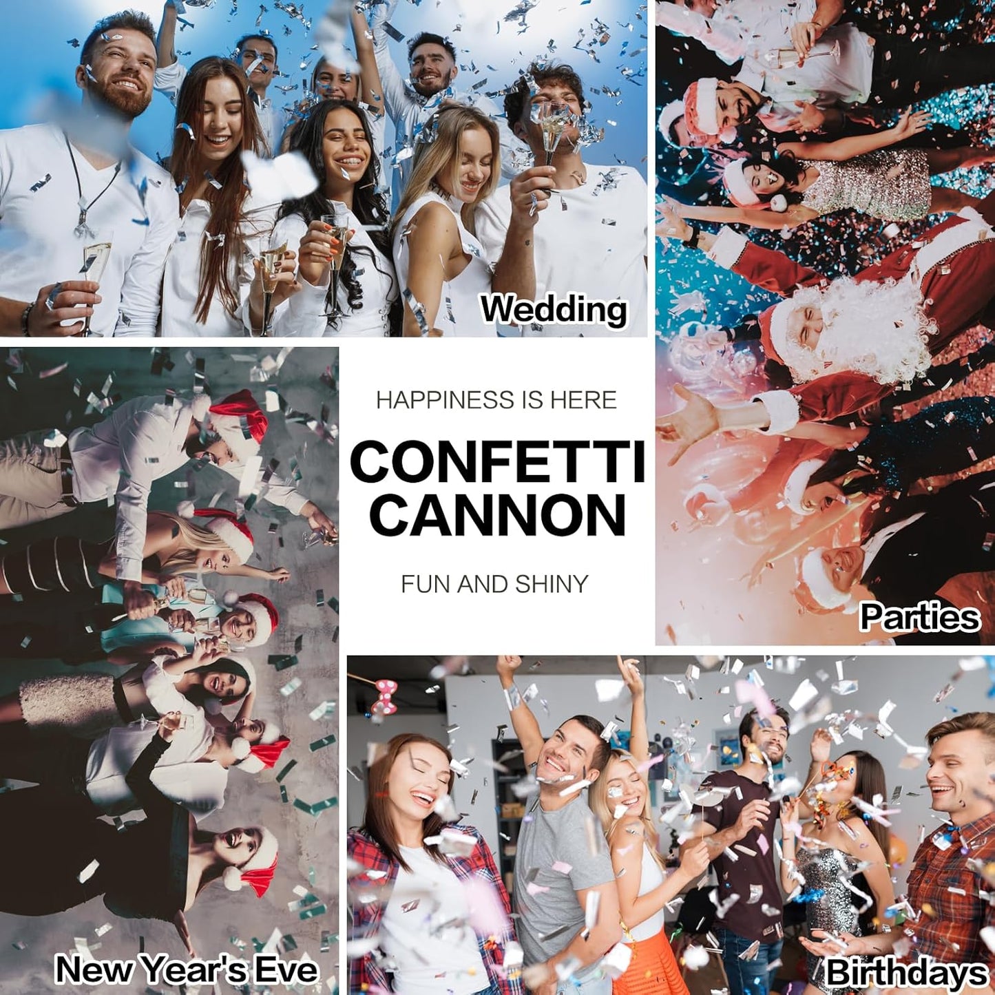 12Pack Sliver Confetti Poppers - 12inch Confetti Cannon for Weddings, Graduations, Birthdays & New Year Eve