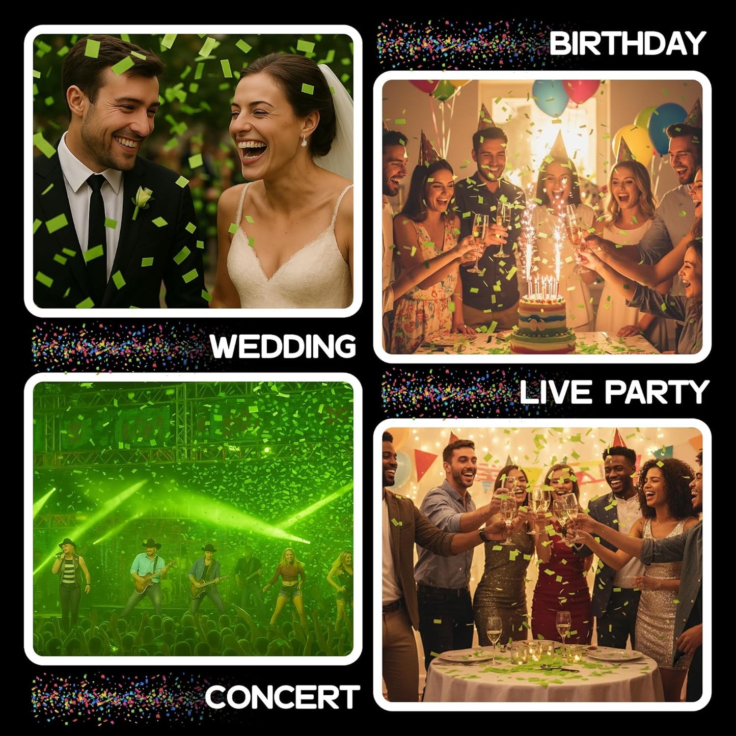 Light Green Biodegradable Confetti - Rectangular Flame-Resistant Tissue Paper Confetti for Cannon and Launcher use – Best for Gender Reveal, Parties, and Concerts - 20 lb, 320 oz