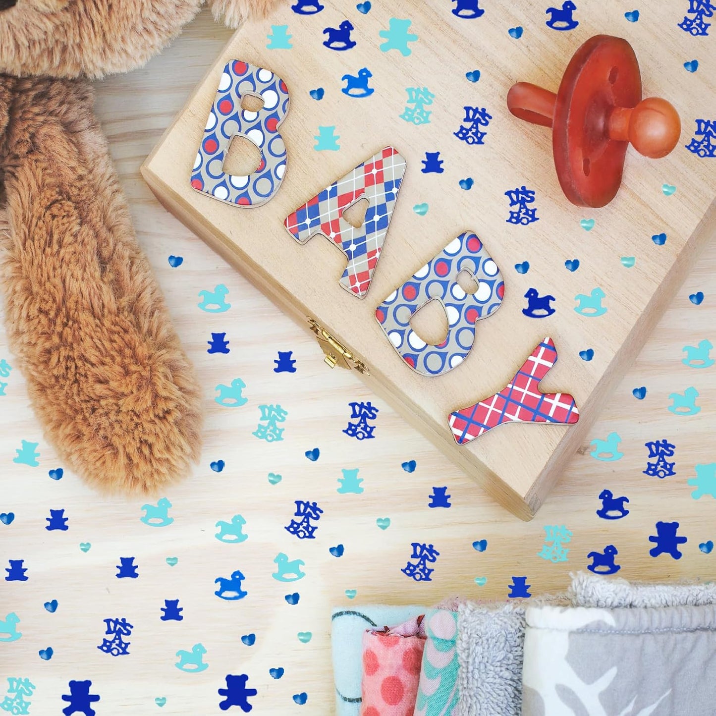 Confetti Boy Sequins Table Confetti Metallic Foil Sprinkles or DIY for Baby Shower Birthday Party Favors(It's A Boy)