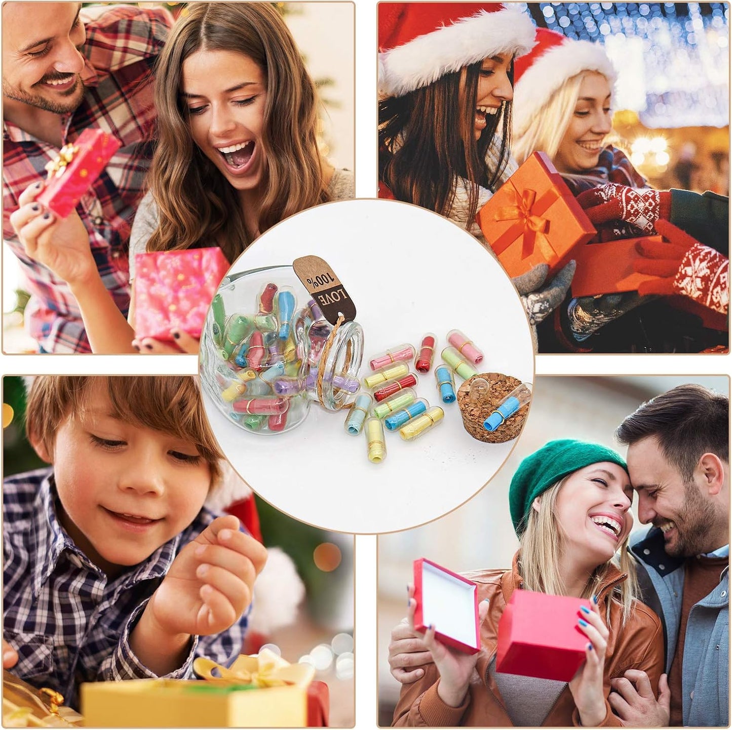 Capsule Letters Message in a Bottle - Cute Things Gifts for Boyfriend/Girlfriend - Love Letter for Anniversary, Birthday,Valentines Day, Mother's Day Gift (Mixed Color 130pcs)