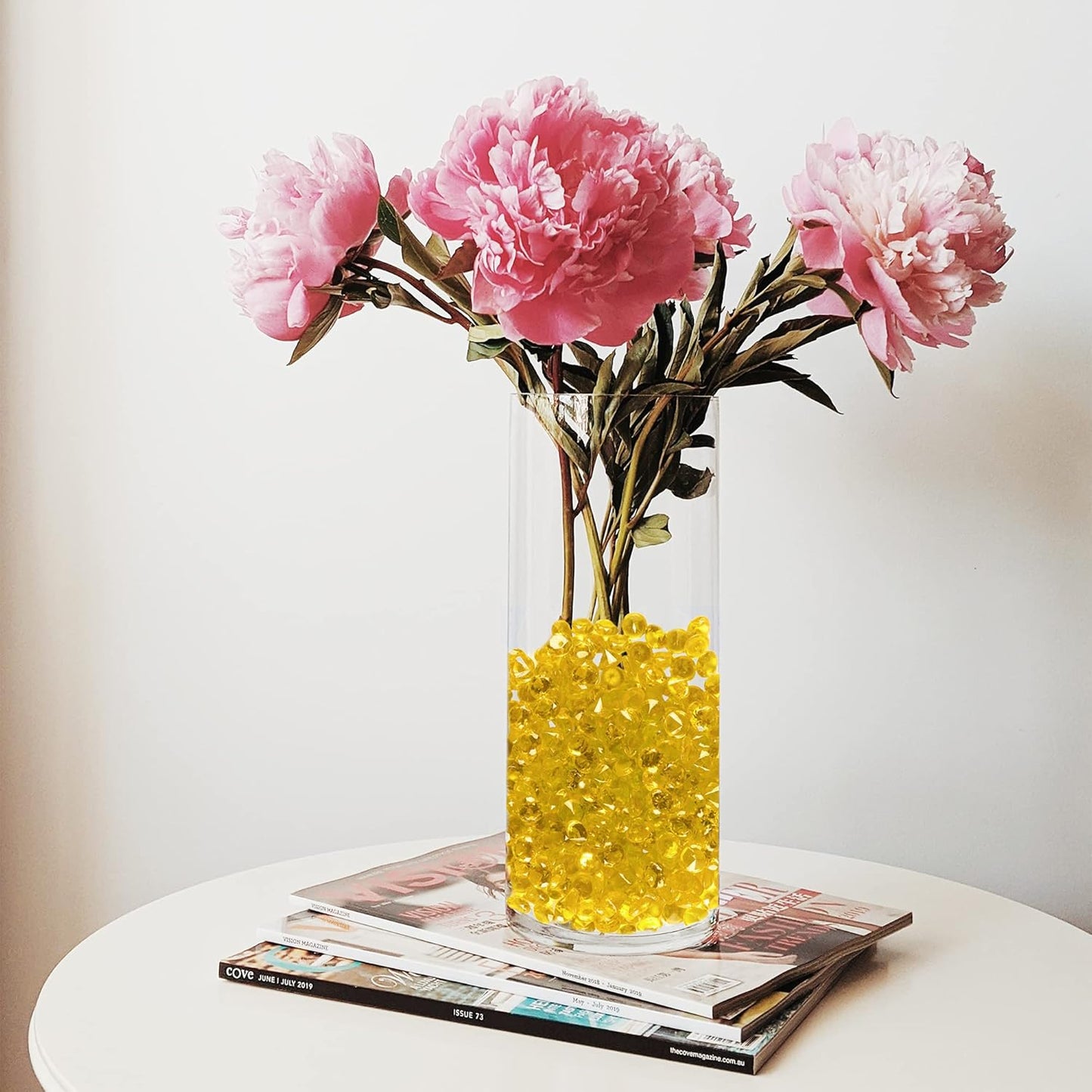 Super Z Outlet Acrylic Color Faux Round Diamond Crystals Treasure Gems for Table Scatters, Vase Fillers, Event, Wedding, Birthday Decoration Favor, Arts & Crafts (1 Pound, 240 Pieces) (Yellow)