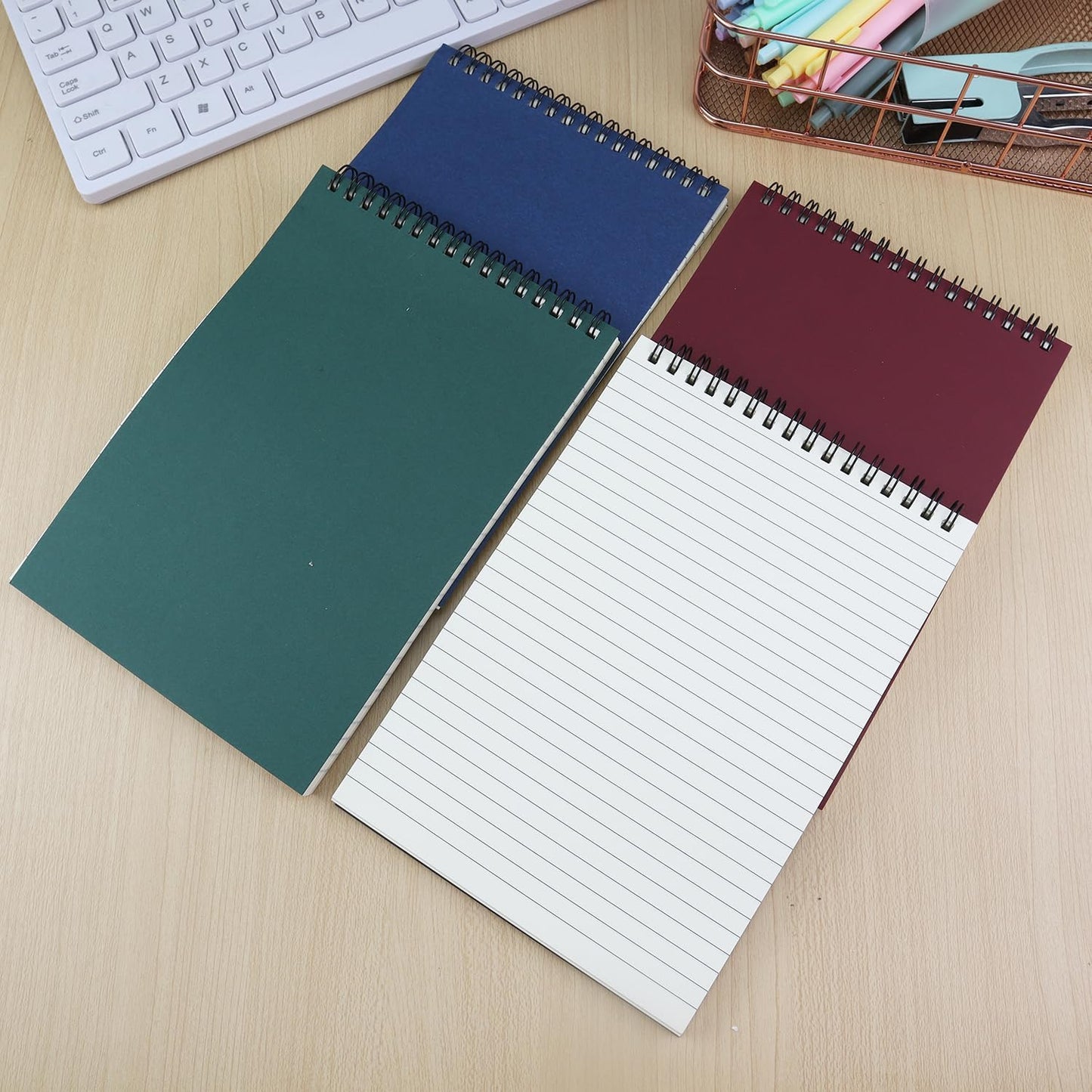 4 Pcs Top Bound Spiral Notebook,8.3 inch x 5.8 inch,60 Sheet,7mm College Ruled Paper,A5 Spiral Note Pads Memo Lined Notebook Journal for School and Office Supplies (4 Colors)
