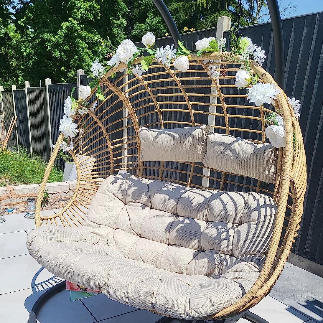 Peony Garland, Rose Flower Vine, Arch Flowers, 6' Length, Floral Garland for Decor Home Table Runner Mantle Decoration (Ivory Peony Garland)