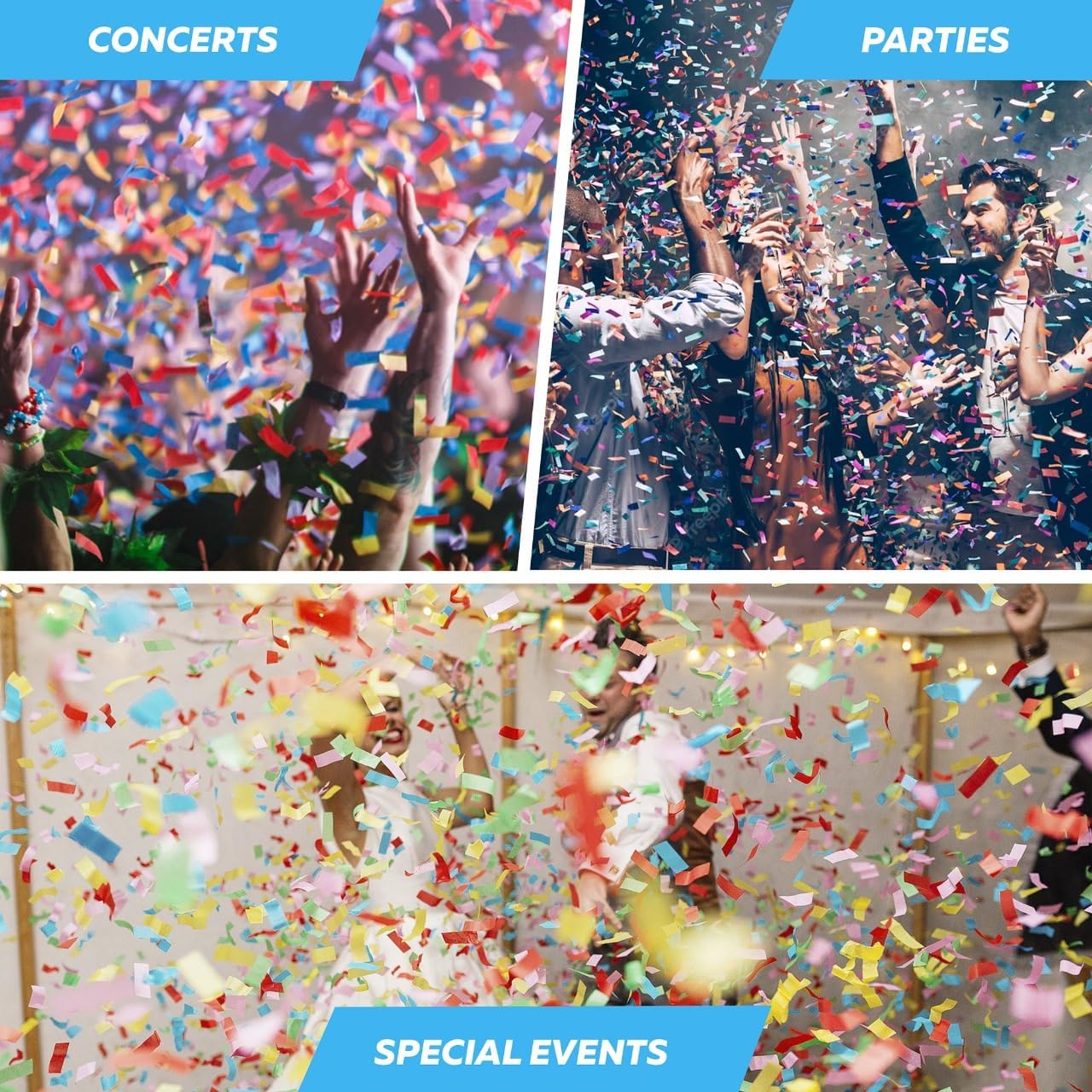 America Confetti Paper for Confetti Machine, 2.2lbs|1kg of Biodegradable Red White & Blue Light Weight Tissue Paper, Non-Staining Paper, Great for July 4th, Independence Day, Conventions, Decorations