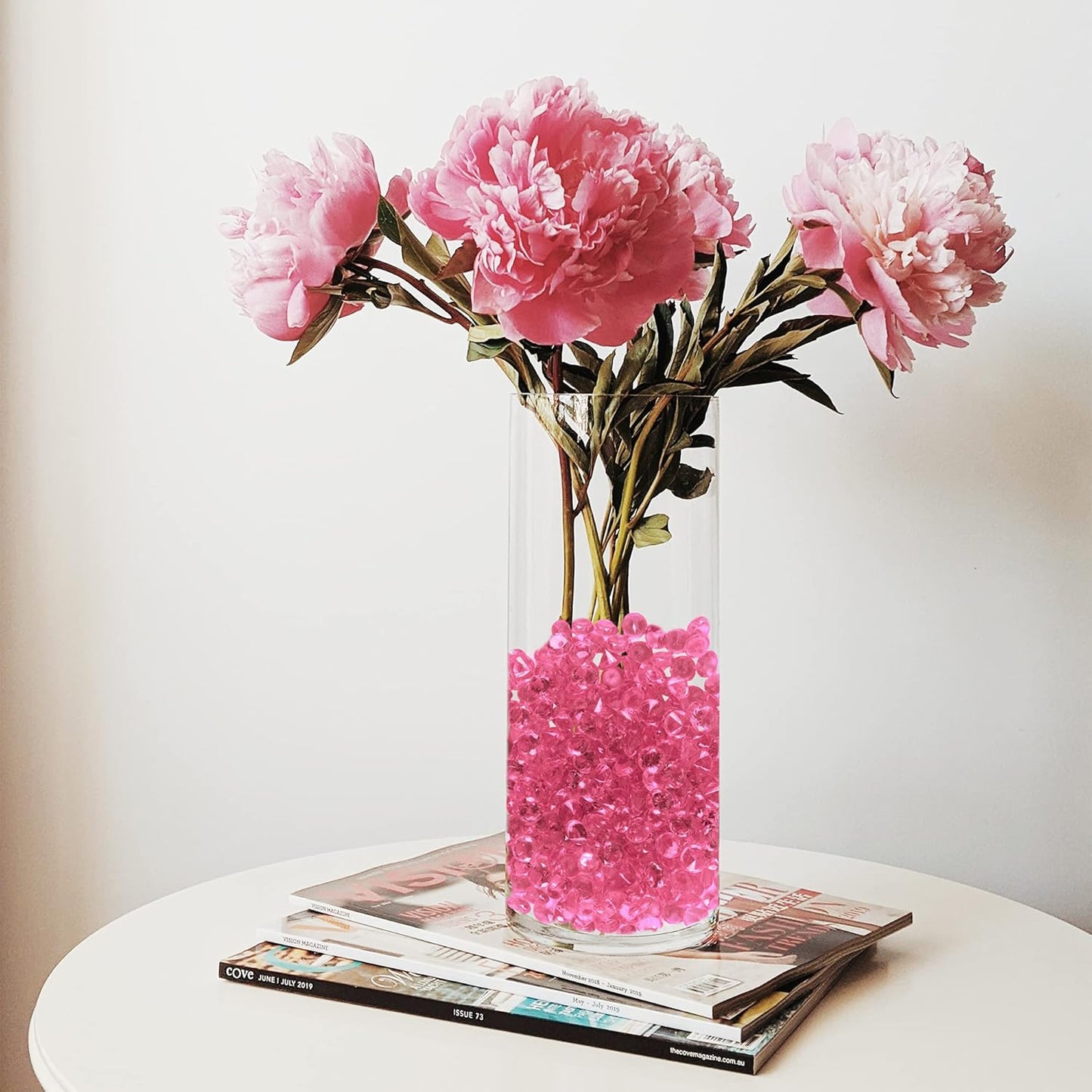 Super Z Outlet Acrylic Color Faux Round Diamond Crystals Treasure Gems for Table Scatters, Vase Fillers, Event, Wedding, Birthday Decoration Favor, Arts & Crafts (1 Pound, 240 Pieces) (Pink)