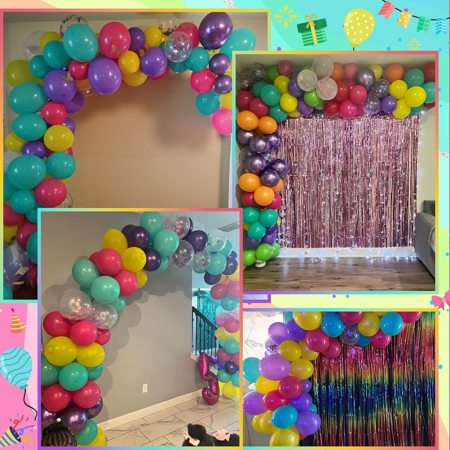 Togvu Pink Blue Purple Balloon, 60 Pcs 12 Inches Hot Pink Metallic Purple Teal Yellow Balloons Confetti Balloons for Kids Magic Theme Birthday Decoration Baby Shower Engagement Party Supplies