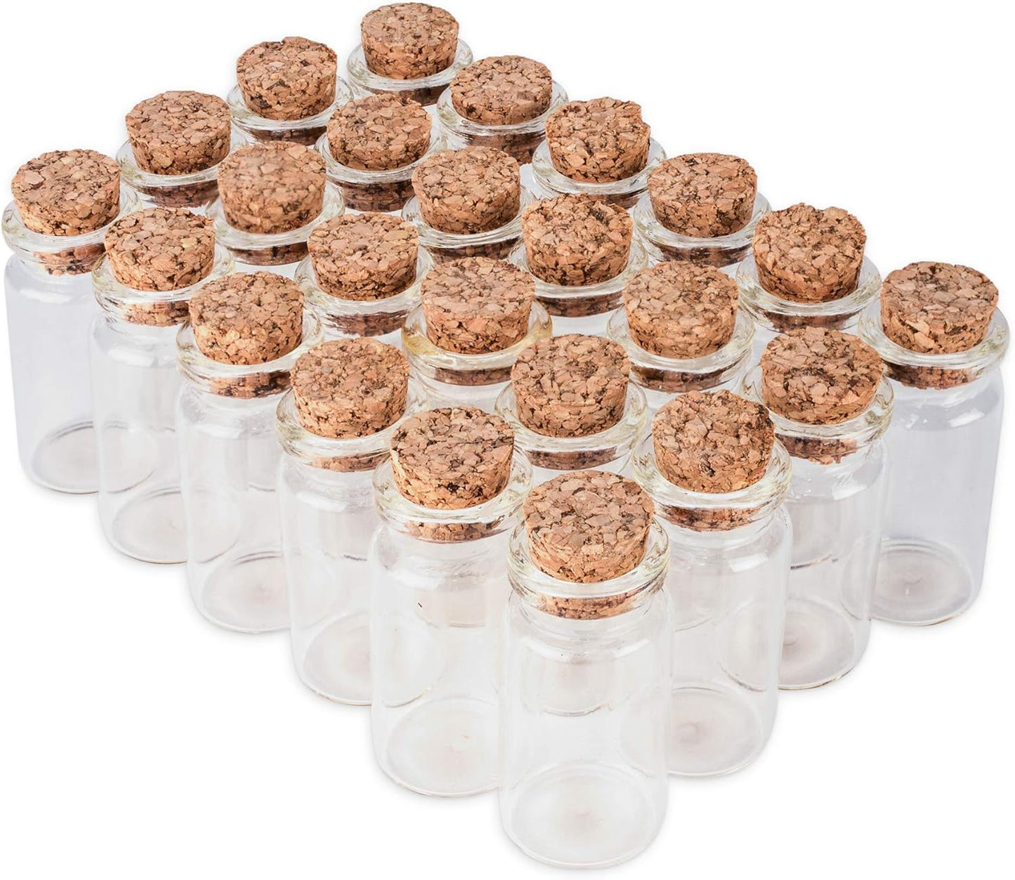 Super Z Outlet Mini Clear Glass Jars Bottles with Cork Stoppers for Arts & Crafts, Projects, Decoration, Party Favors - Size: 1-1/2" Tall X 3/4 Inches Diameter (24 Count)