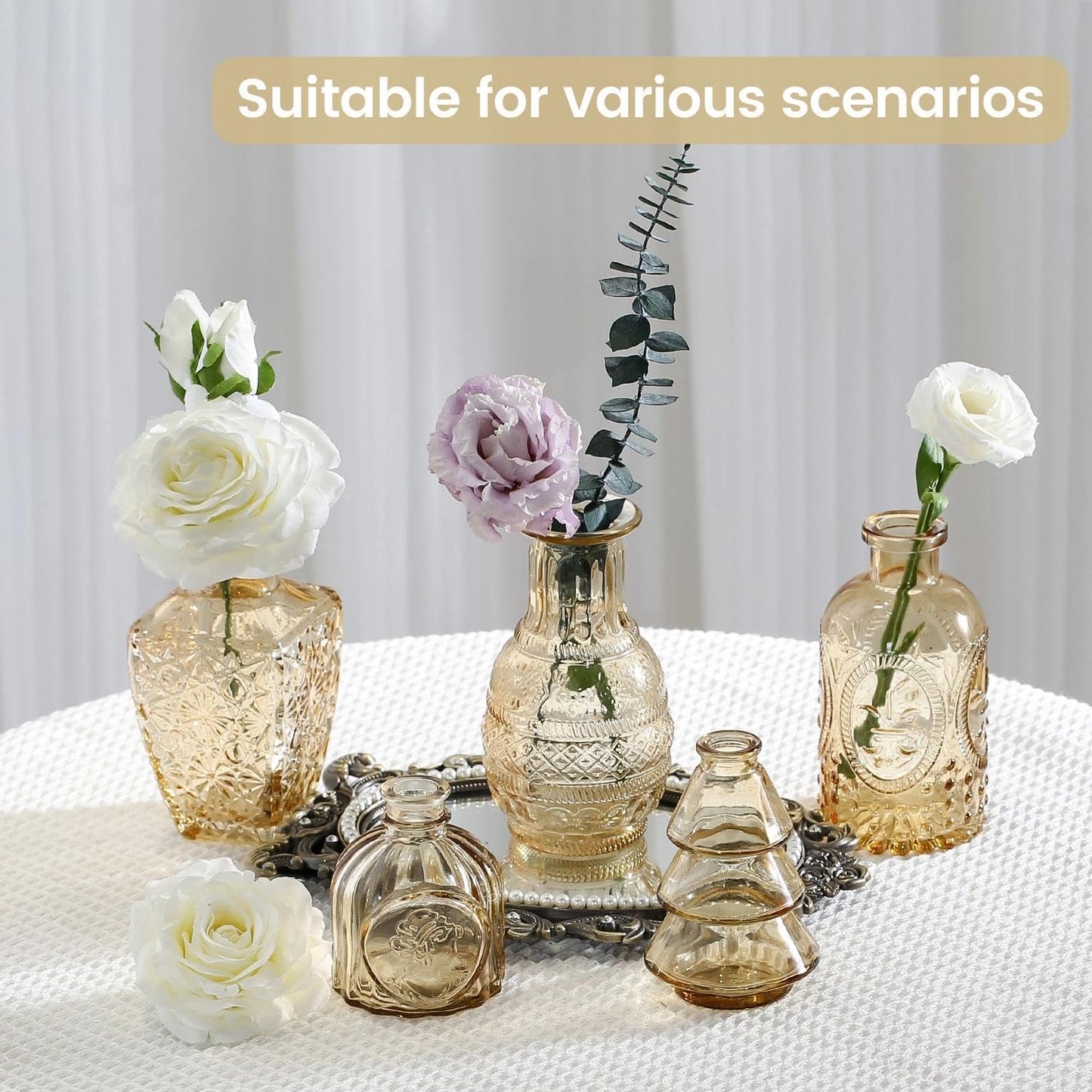 Mini Bud Vases As Wedding Centerpieces for Tables,Clear Bud Vases for Flowers,Small Flower Vases Suitable for Birthday Party,Anniversary,Wedding Reception,Baby Shower (Gold, 12PCS)