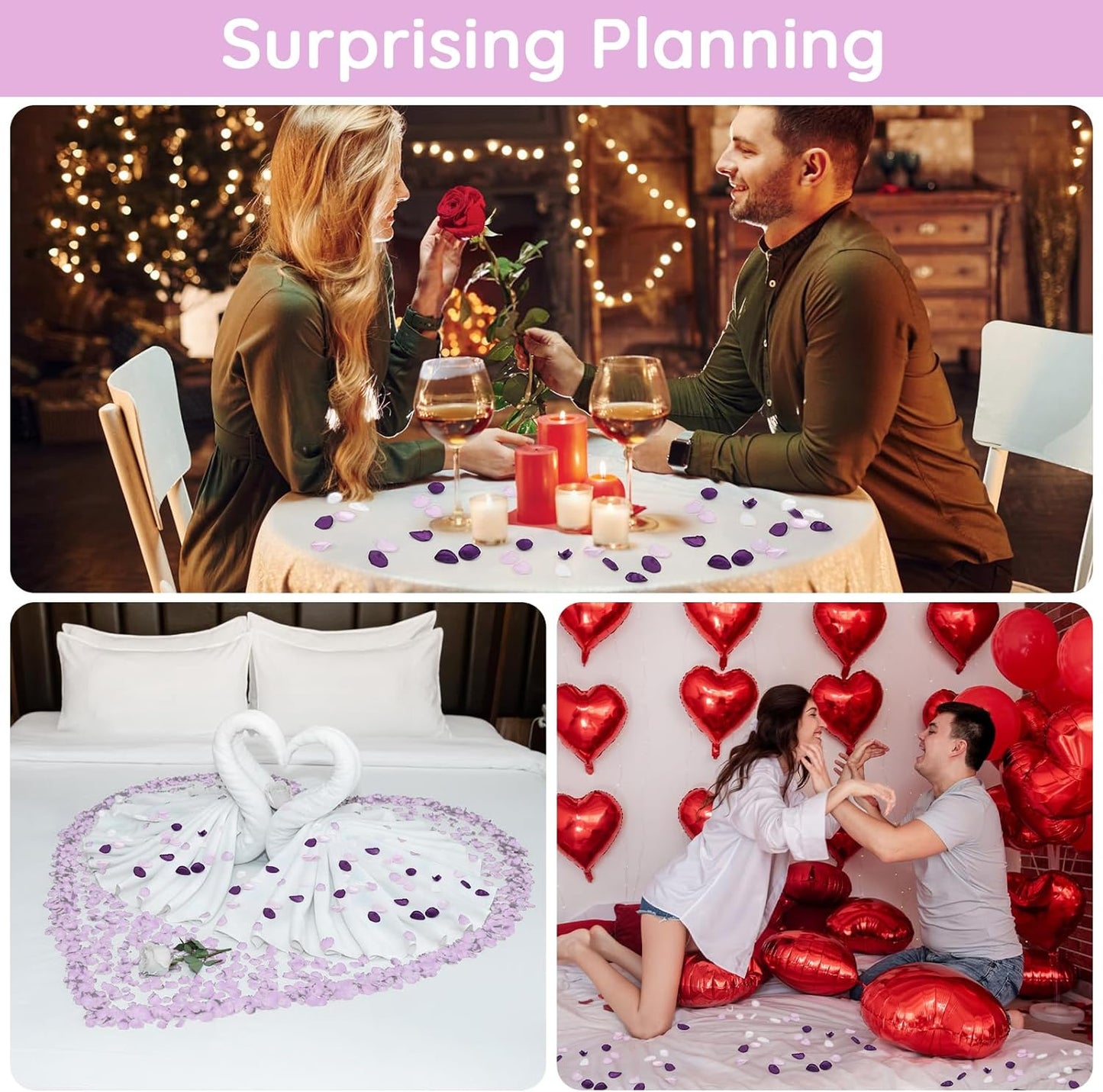 Suream Purple Silk Flower Petals for Wedding, 600 Pcs Flower Girl Petals for Decoration, Silk Rose Petals for Bridal Shower Wedding Aisle Table Centerpieces Reception Tables Romantic Night Decoration