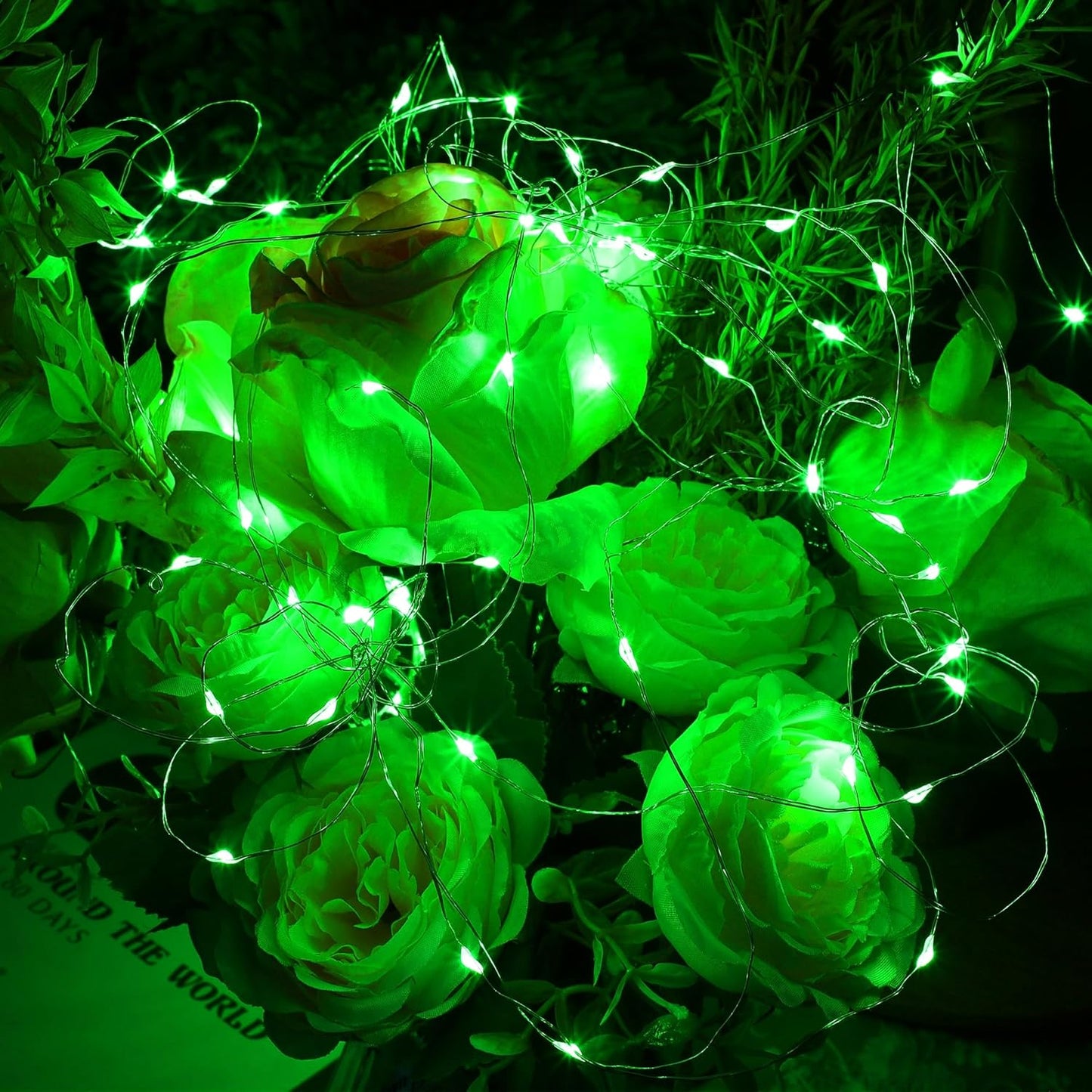 WATERGLIDE 12 Pack Fairy Lights Battery Operated (Included), 7 ft 20 LED Mini String Lights, Waterproof Silver Wire Firefly Starry Light for DIY Christmas St. Patricks Day Mason Jars Decor, Green