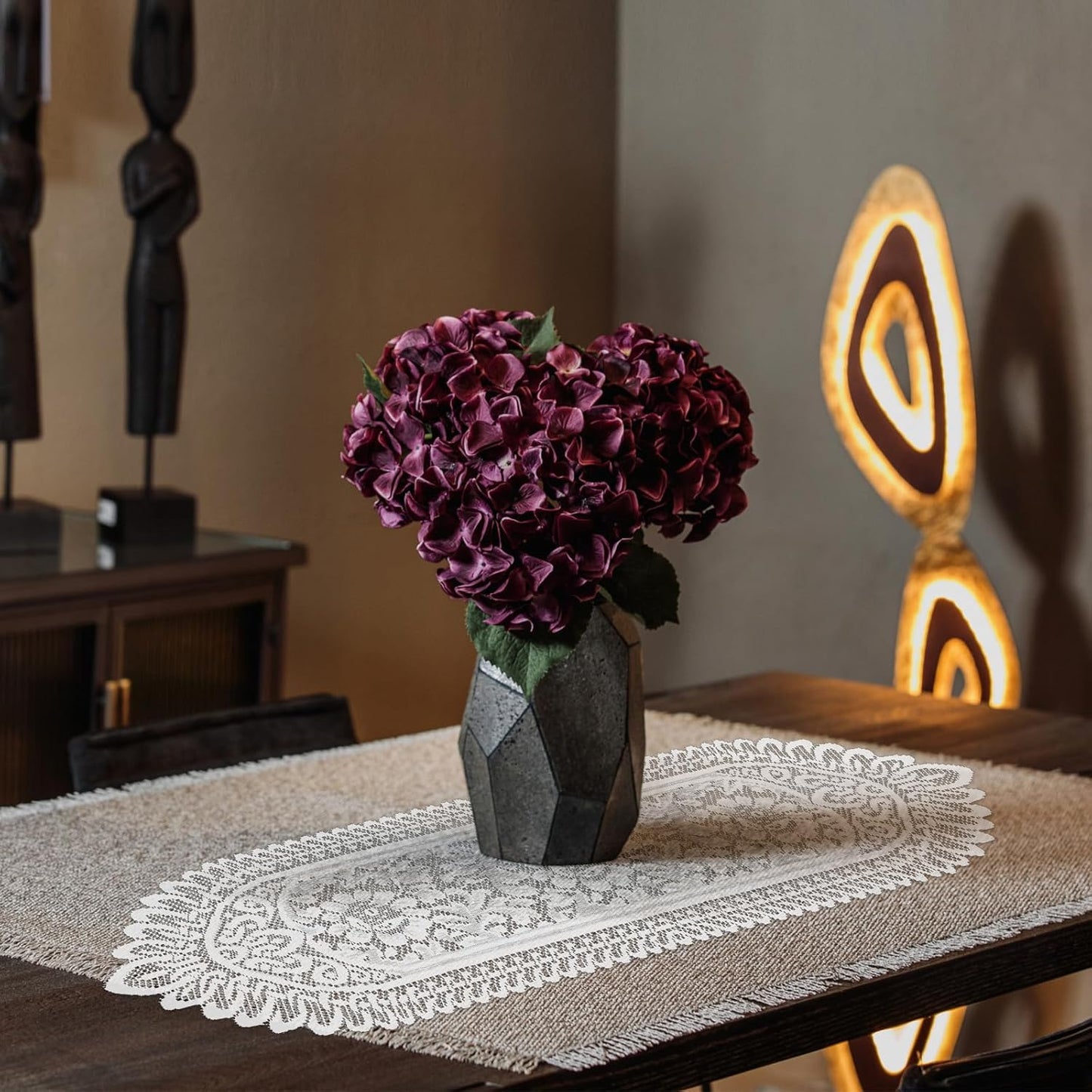 6 Pack Crochet Lace Table Runner White Lace Doilies for Furniture Handmade Cotton Doilies Rustic Table Dresser Scarf for Wedding Party Home Dining Decor, 13 × 45 Inches