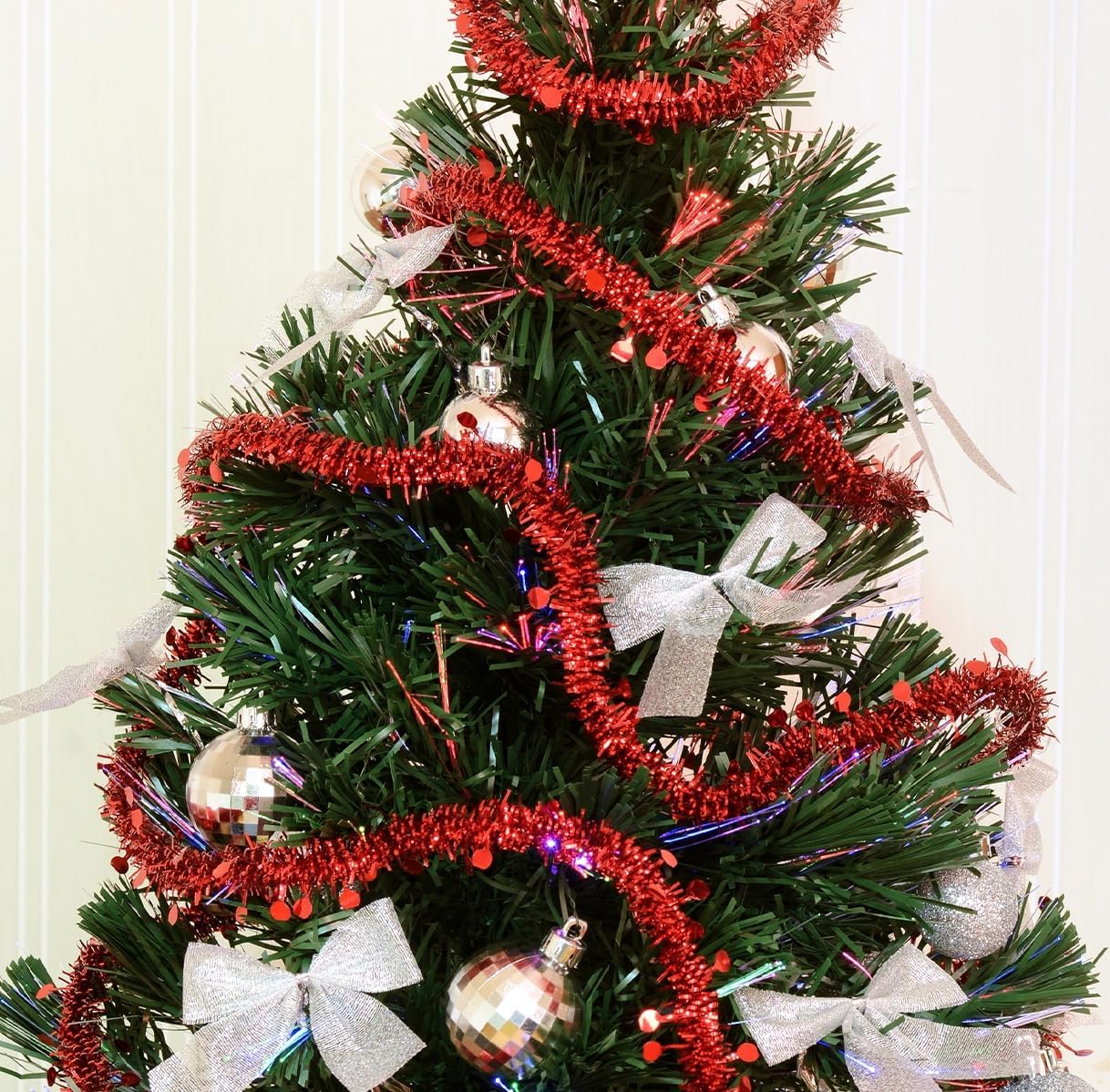 Mandala Crafts Purple Tinsel Garland - Thin Metallic Foil Glitter Mini Garland for Christmas Tree, Party, Wedding Decor, and Holiday Decorations