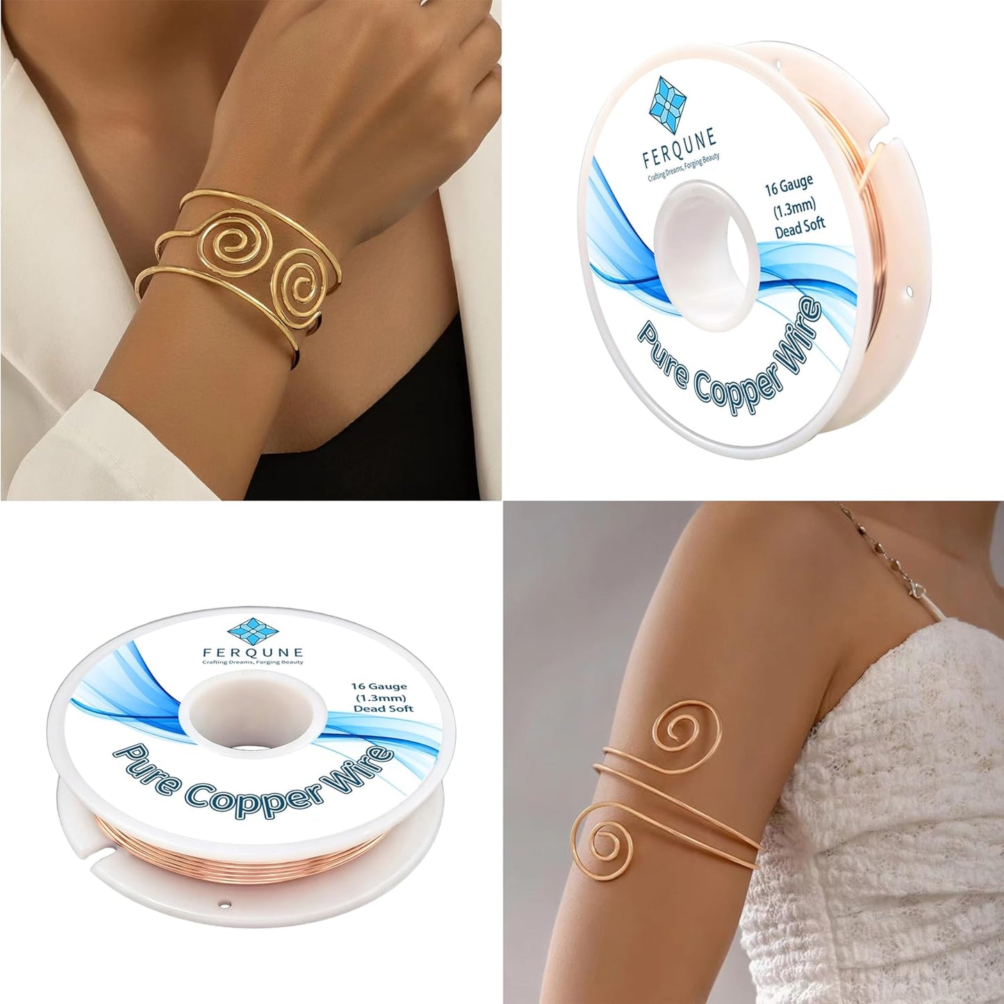 16 Gauge Pure Copper Wire for Jewelry Making, Crafts, DIY Making, and Gardening, 99.9% Solid Bare Copper Wire, 0.22LB, 50Feet