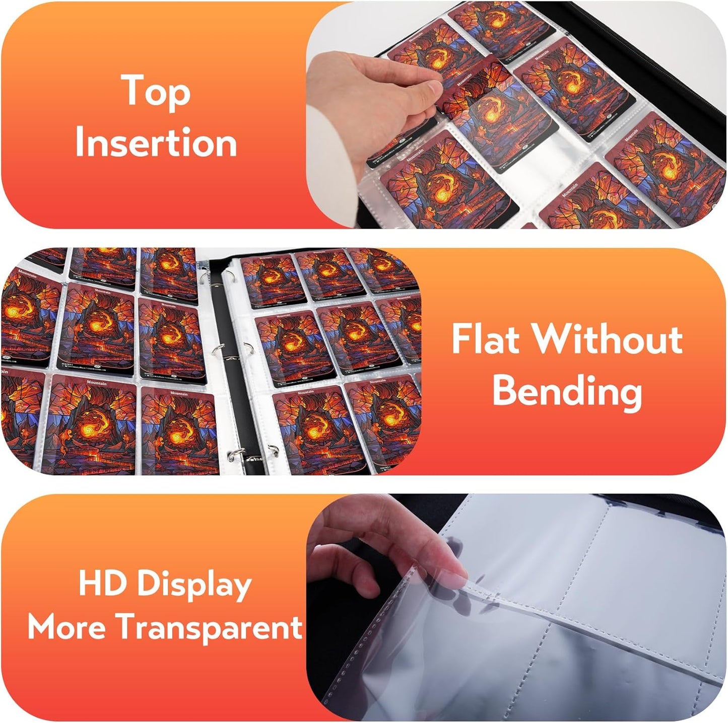 9 Pocket Card Binder for MTG/YGO/PTCG/Game Cards, Holds 900 Cards,Premium Card Collector Book for TCG Players,Toys Gifts for Kids(Red)