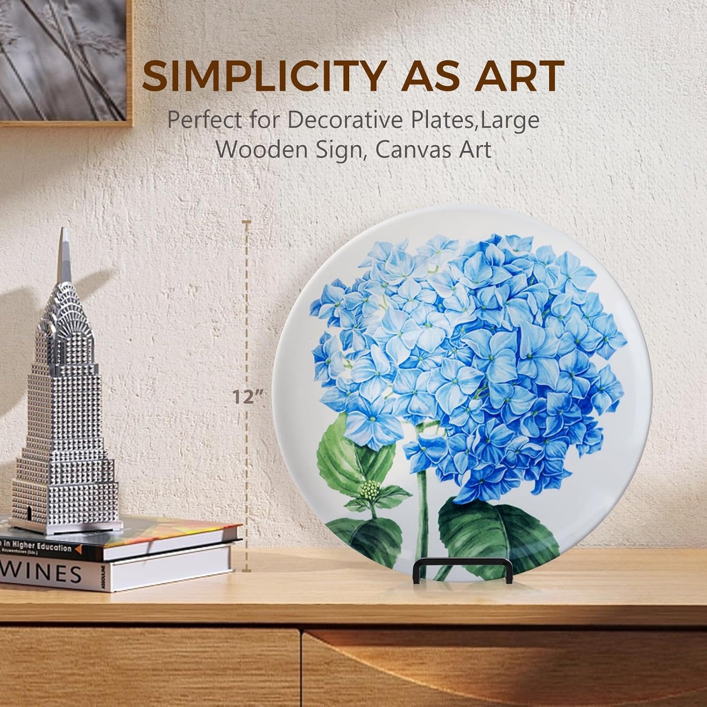 Plate Holder Easel Display Stand - 8 inch Metal Plate Stands for Display - Tabletop Picture Stand - Black Iron Easels for Display Pictures | Photo Frames | Book | Decorative Plates | Plaque - 2 Pack