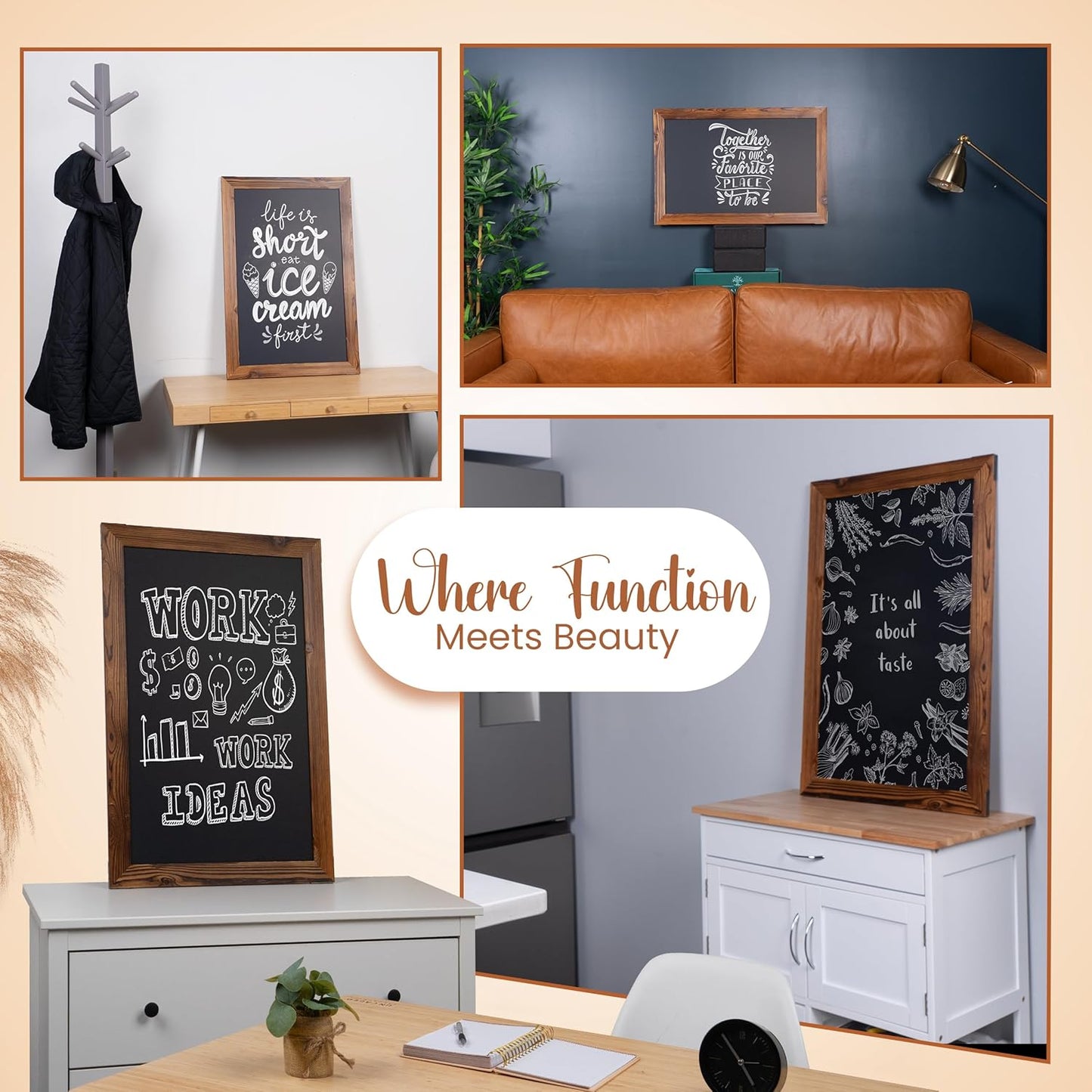 Loddie Doddie Magnetic Chalkboard Sign - 20 x 30 in Rustic Wood Frame - Easy-Erase Surface & Chalkboard Calendar for Wall - Magnet Board for Wall