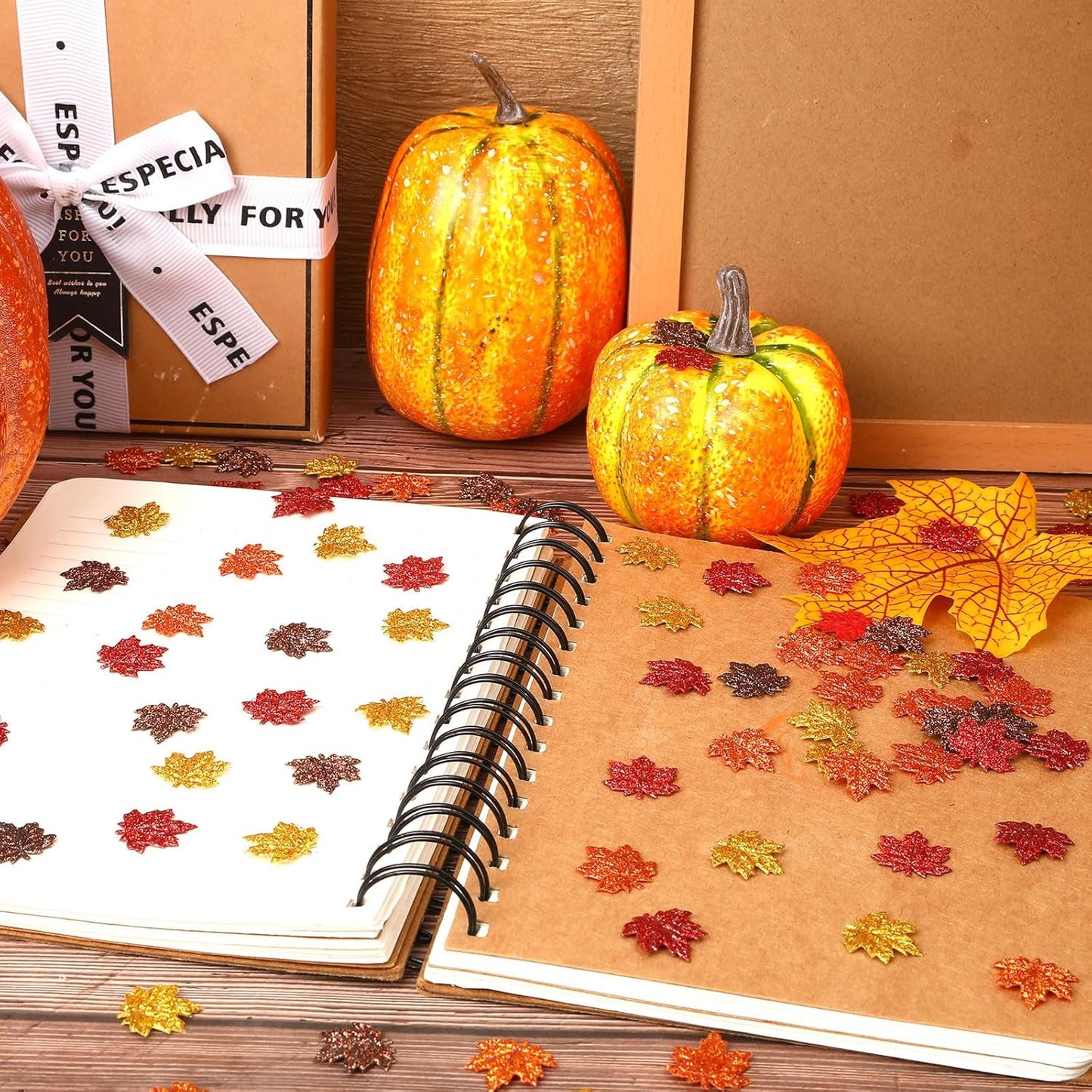 MARFOREVER Fall Felt Maple Leaf Confetti Glitter, 500 Pcs Orange Thanksgiving Leaves Confetti Decorations Autumn Table Sprinkles Scatter Centerpiece for Fall Thanksgiving Day Party Decor Supplies