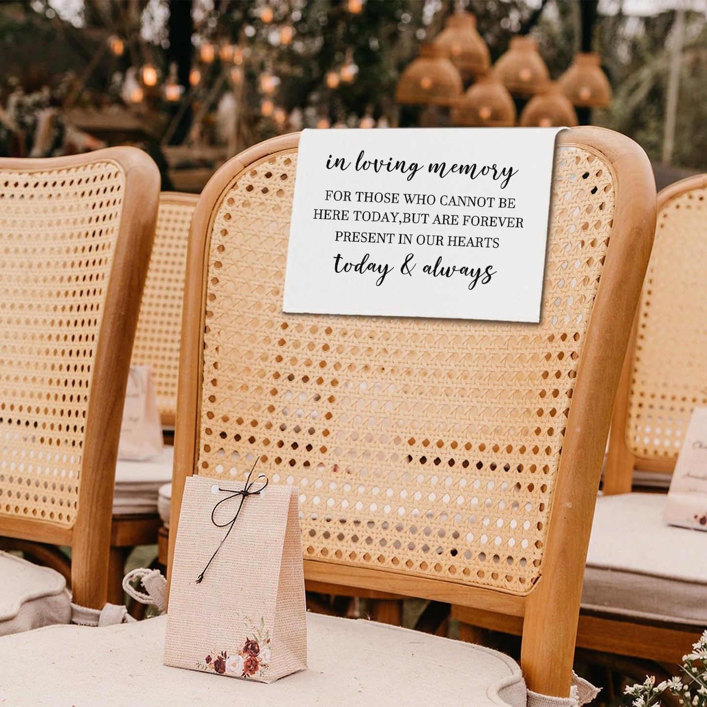 In Loving Memory Wedding Sign, Reserved Memorial Chair Signs Pew Cloths Seating Placeholder, Wedding Decorations for Reception Event Celebrations (today & always, 1 Pc)