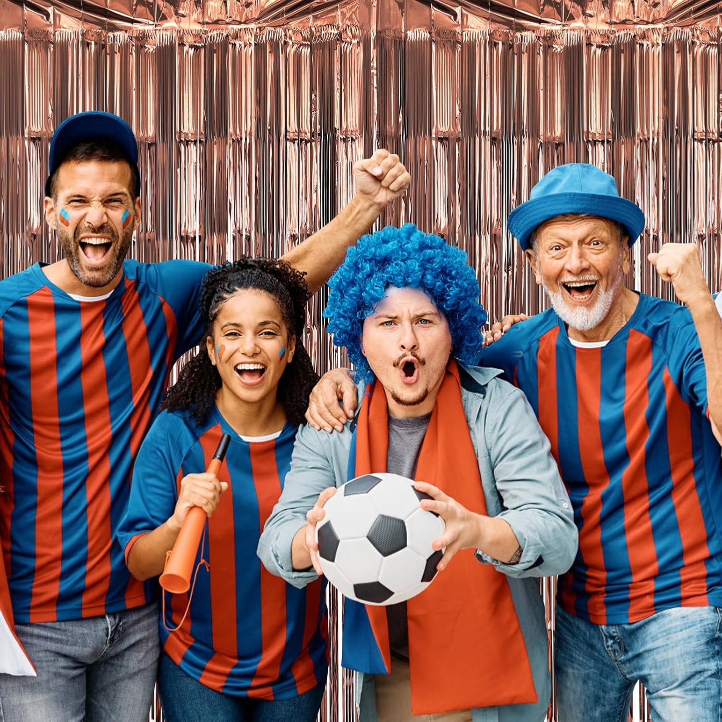 5 Pack Brown Fringe Backdrop 3.2ft x 8.2ft Silver Foil Fringe Curtains Party Tinsel Curtain Backdrop Streamers for Birthday Party Decoration Wedding Christmas Decoration (Brown)