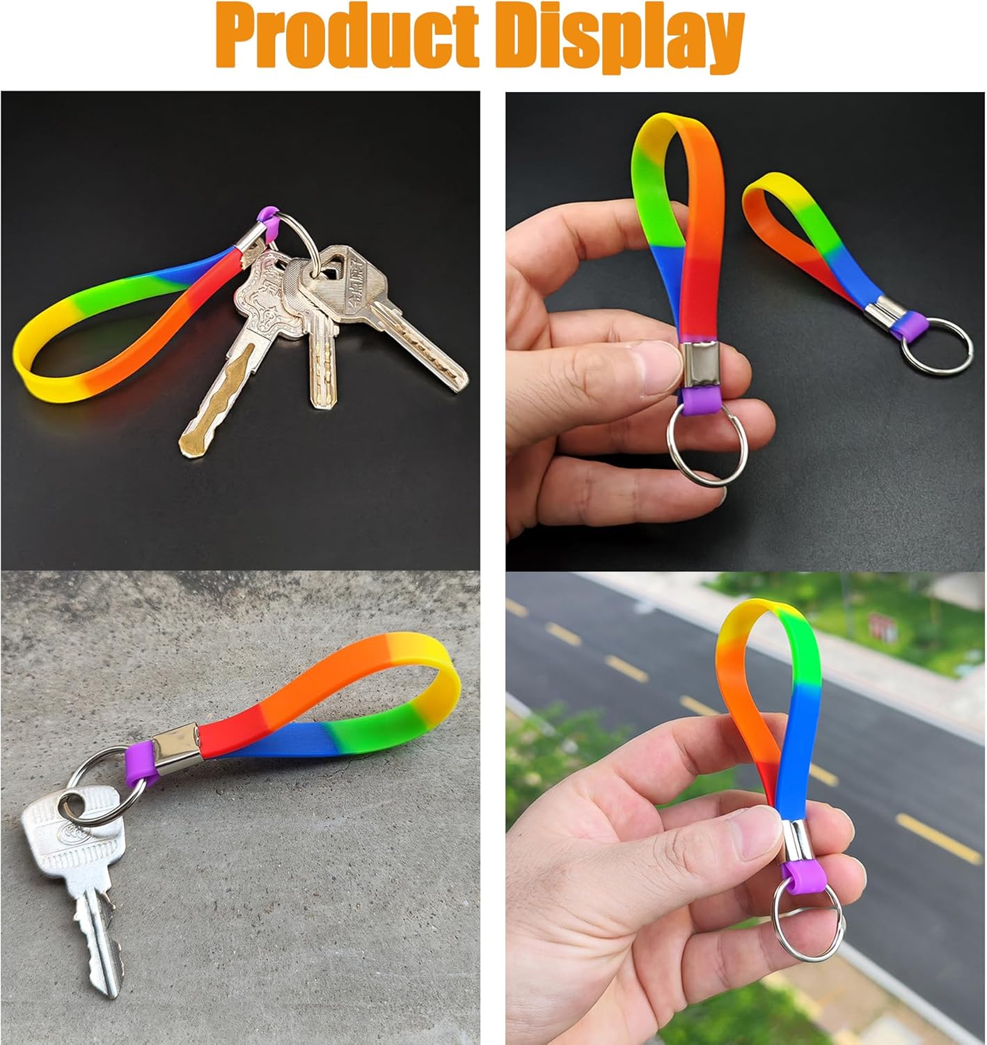 50 Personalized Silicone Keychains for Backpack Key Cellphone, Custom Silicone Keyrings CustomText/Icon for Adults