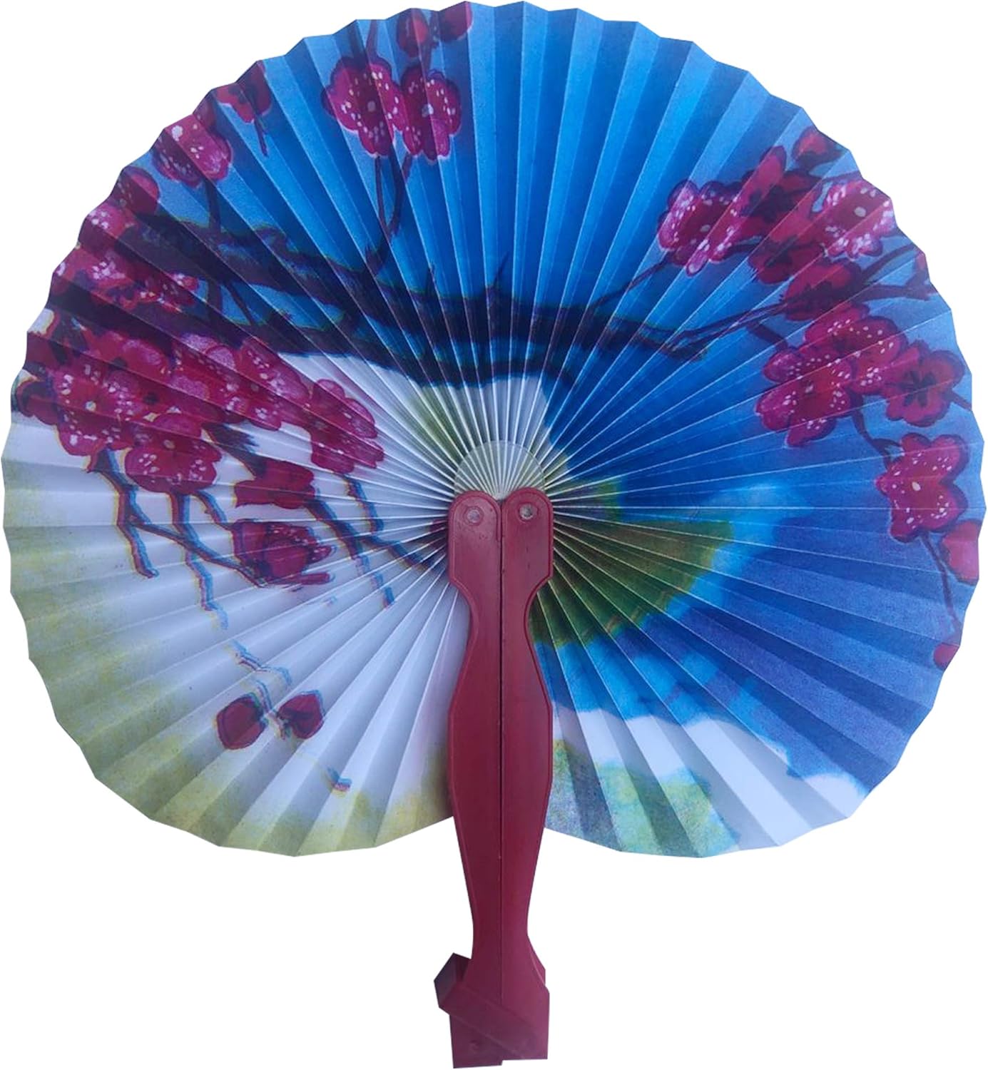 30 Pcs 3.5" Mini Chinese Oriental Handheld Floral Folding Paper Fans Bulk Assortment for Wedding Birthday Party Favors Gifts(Colorful Handle)