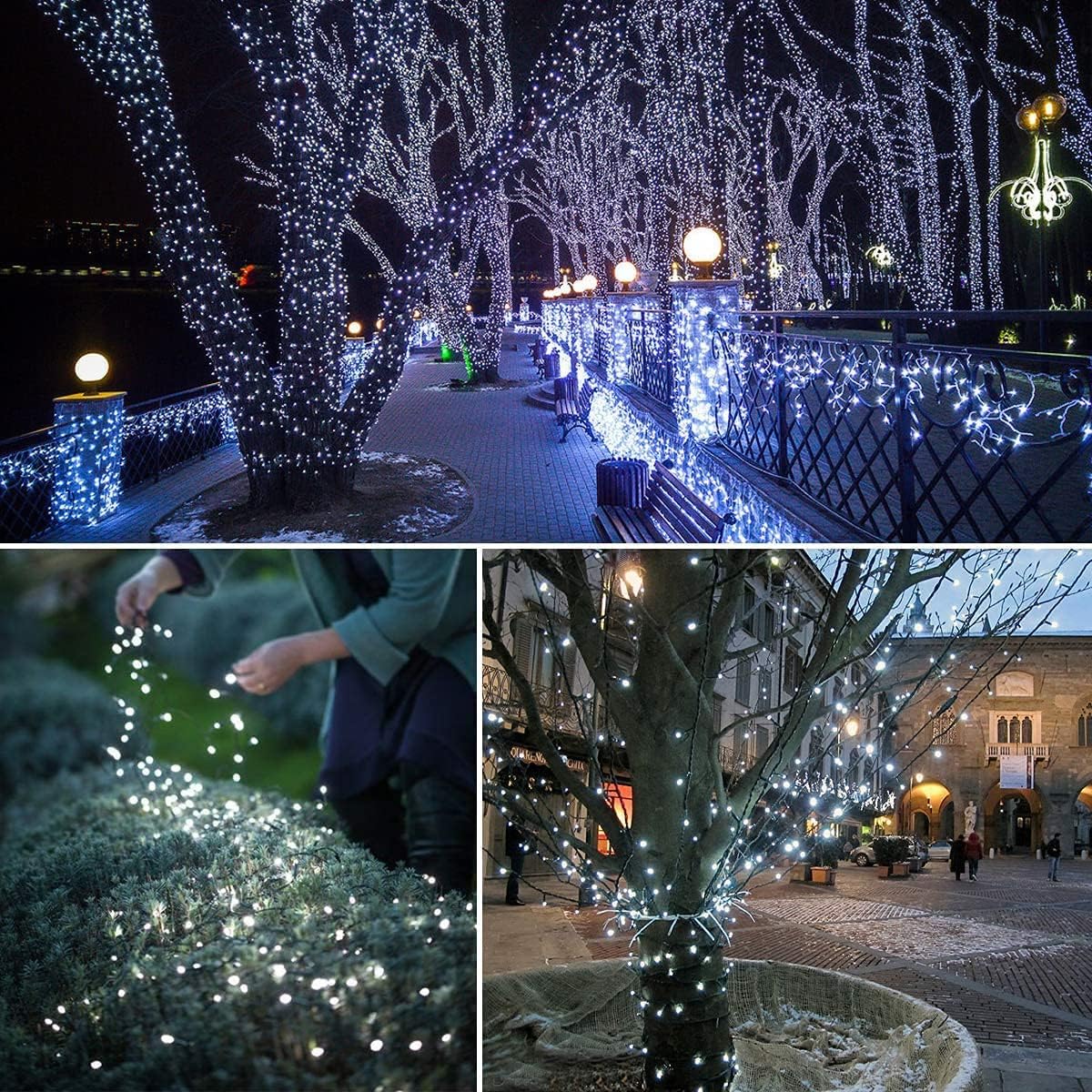 YEGUO 165ft 500 LED Christmas Lights Outdoor Waterproof, White String Lights Indoor, Green Wire Twinkle Tree Light Plug in with 8 Modes Timer Memory