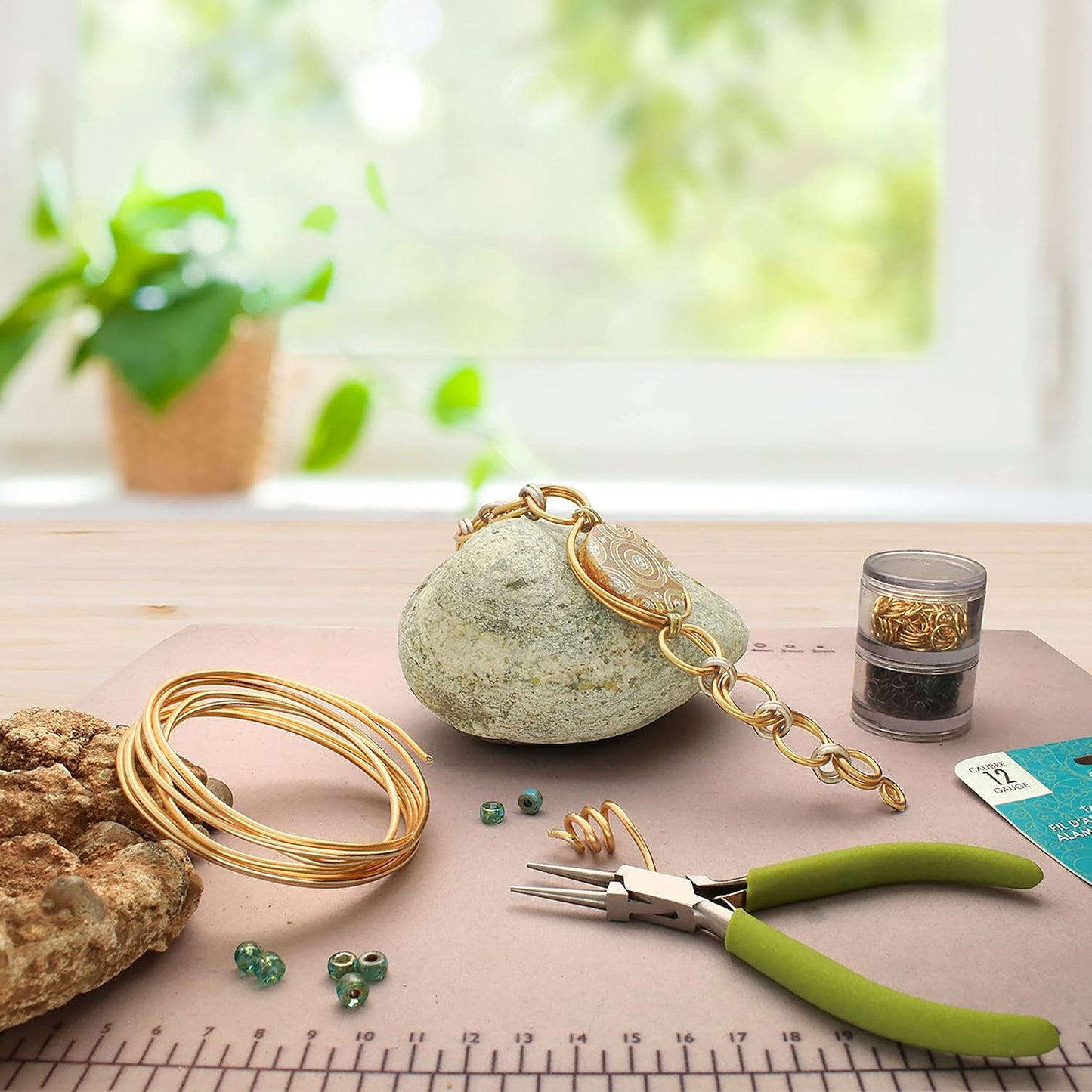 The Beadsmith Wire Elements Craft Wire – Tarnish Resistant, Soft Temper, Round, Gold Color – 1.3mm, 16 Gauge, 15 Foot Spool – Jewelry Making, Wire Wrapping, Floral, & Other DIY Crafts