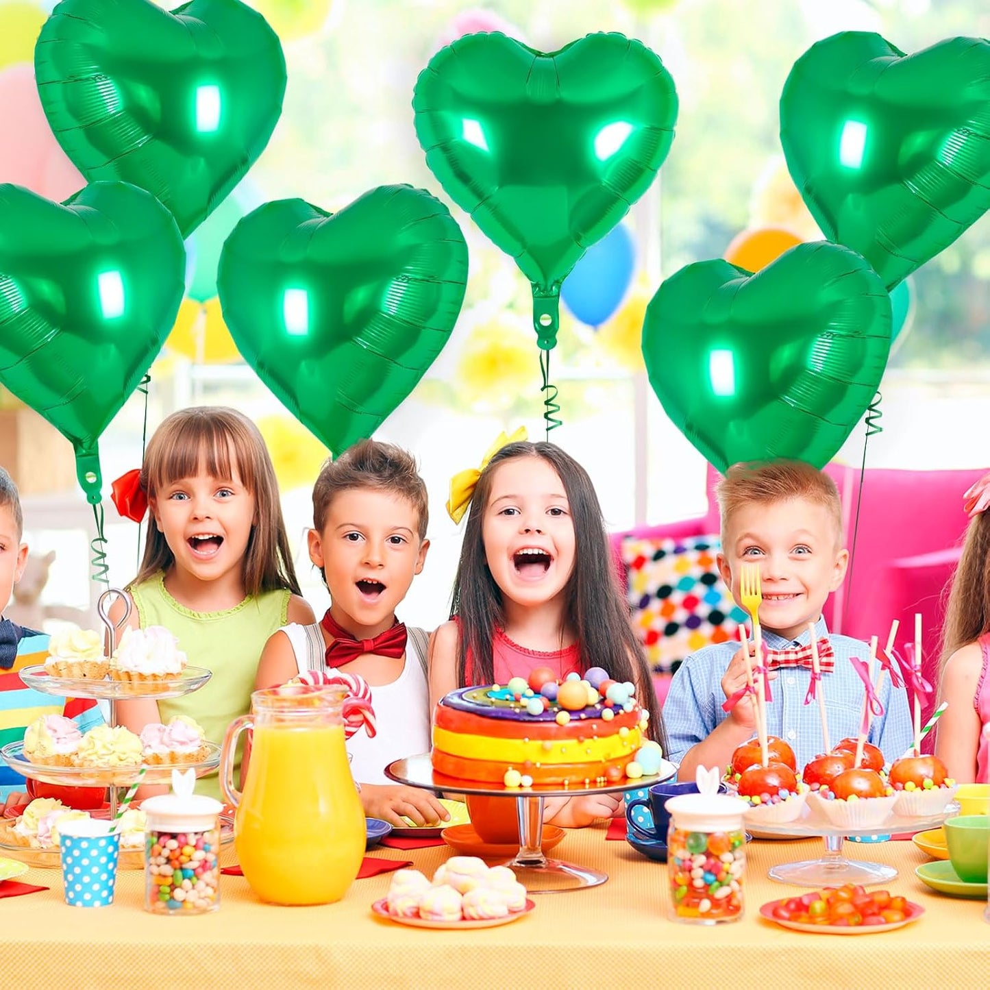 24 Pcs Green Heart Balloons,18 inch Heart Shape Foil Balloons Love Balloons Valentine Balloons for Birthday Party Wedding Engagement Party Baby Shower Valentine Day Decorations (Green)