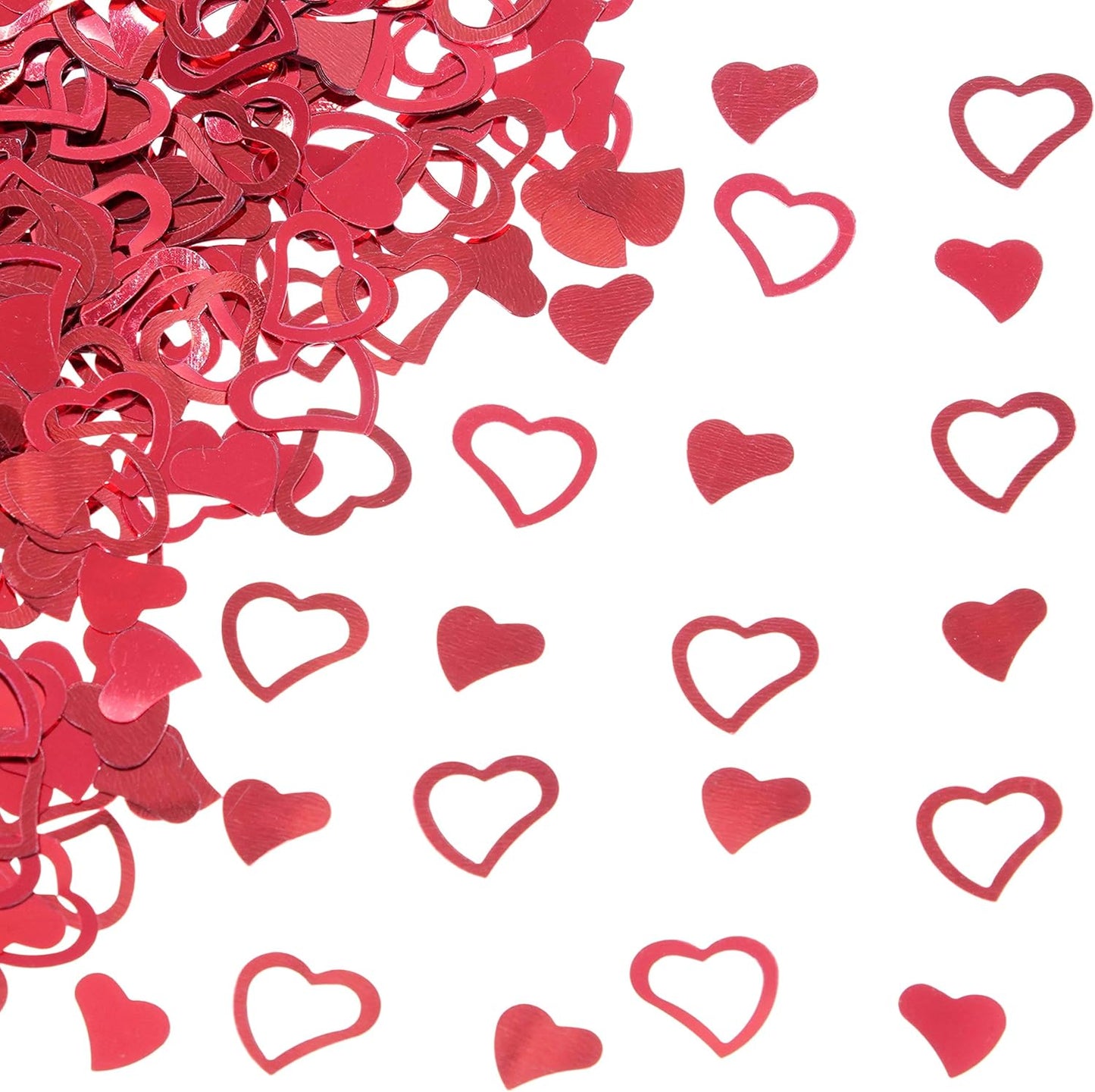 Red Love Heart Table Confetti - Valentines Day Party Foil Metallic Sequins Sprinkles Decorations, 60g