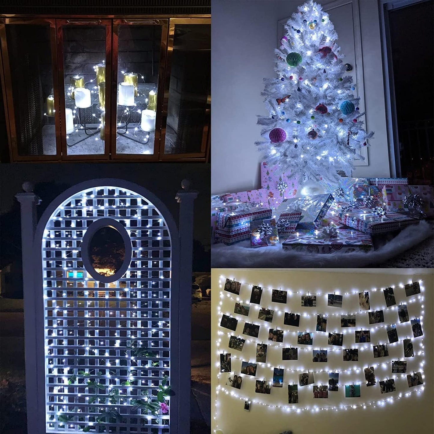 66Ft 200 LED Fairy Lights Plug in, Waterproof String Lights Outdoor & Indoor 8 Modes Christmas Lights Bedroom Decor, Timer Twinkle Lights for Bedroom Party Christmas Decorations (Red and Cool White)