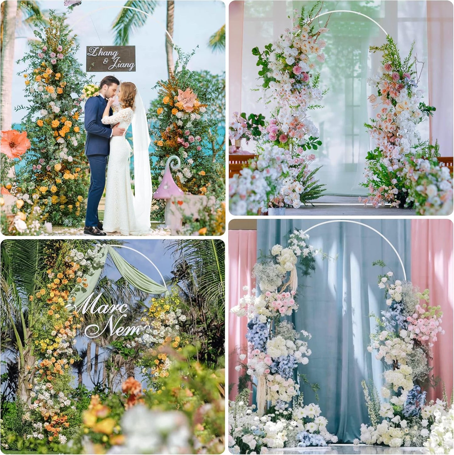 Wokceer Wedding Arch Backdrop Stand 8 FT Metal Arch Backdrop Stand for Wedding Ceremony Birthday Party Bridal Shower Floral Balloon Arch Decoration