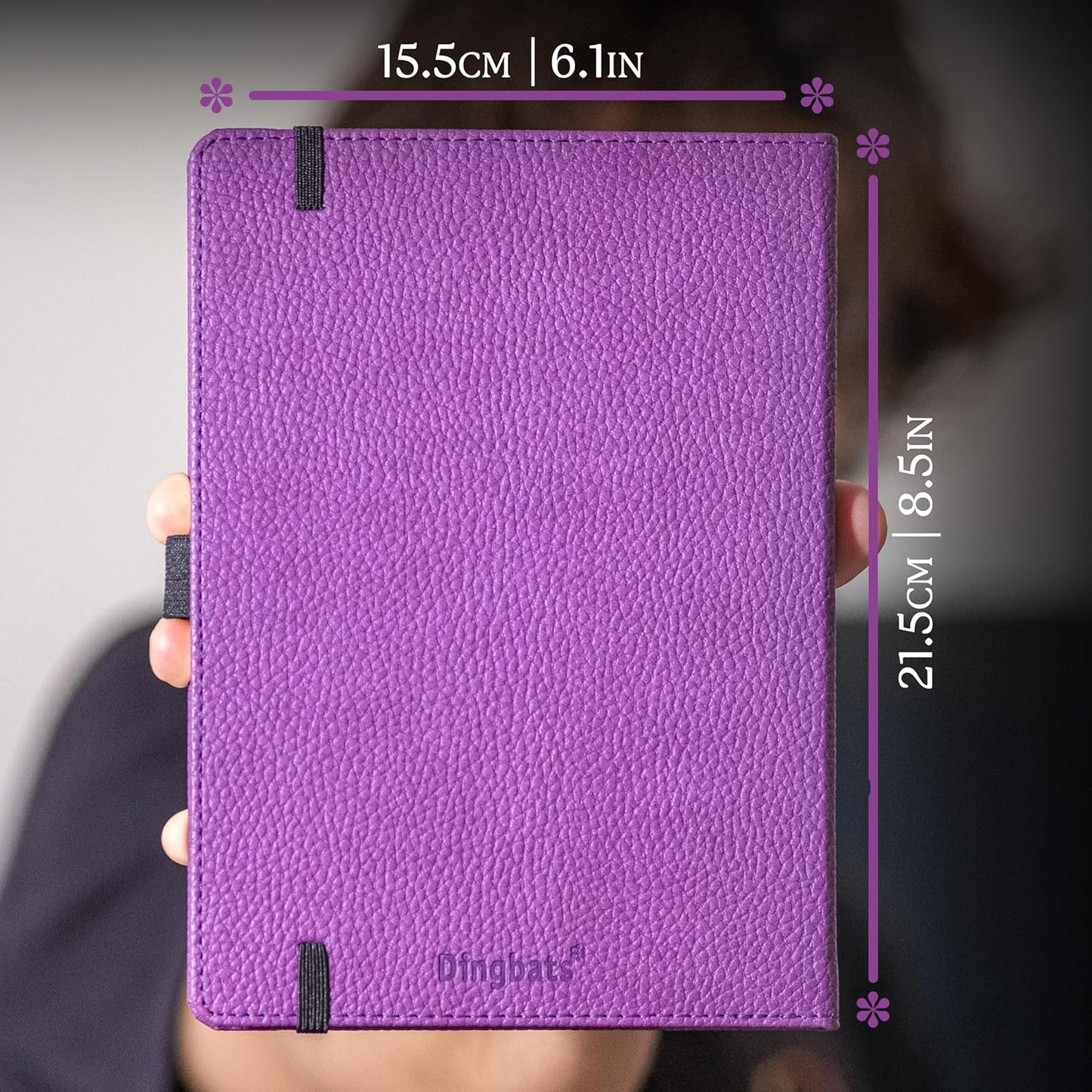 Dingbats* Wildlife Lined Writing Journal Notebook A5 - Vegan Leather Hardcover - Ideal for Work, Travel - Pocket, Elastic Closure, & Bookmark