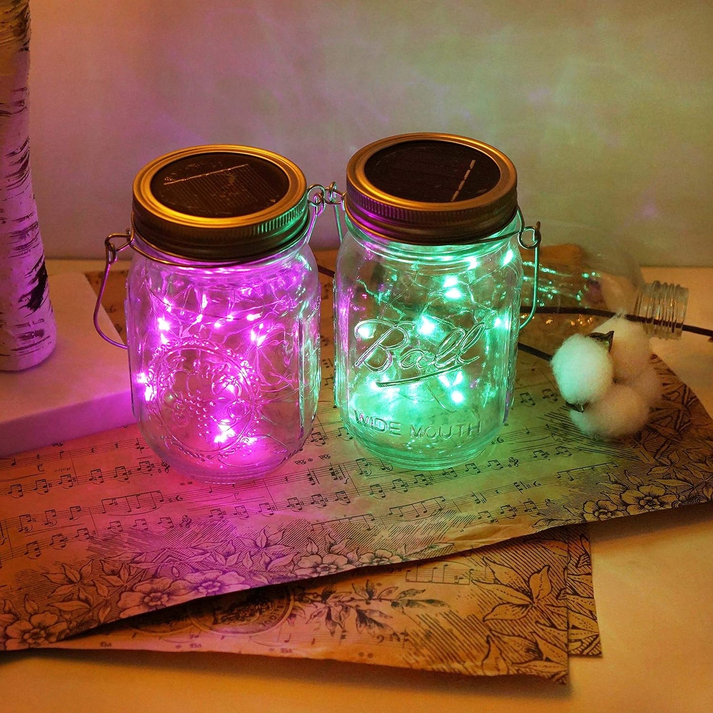 Decorman Solar Mason Jar Lid Lights, 6 Pack 20 LED Waterproof String Fairy Star Firefly Jar Lids Lights for Patio Garden Yard Lawn Party Wedding Christmas Decoration(Jars & Hangers Not Included)