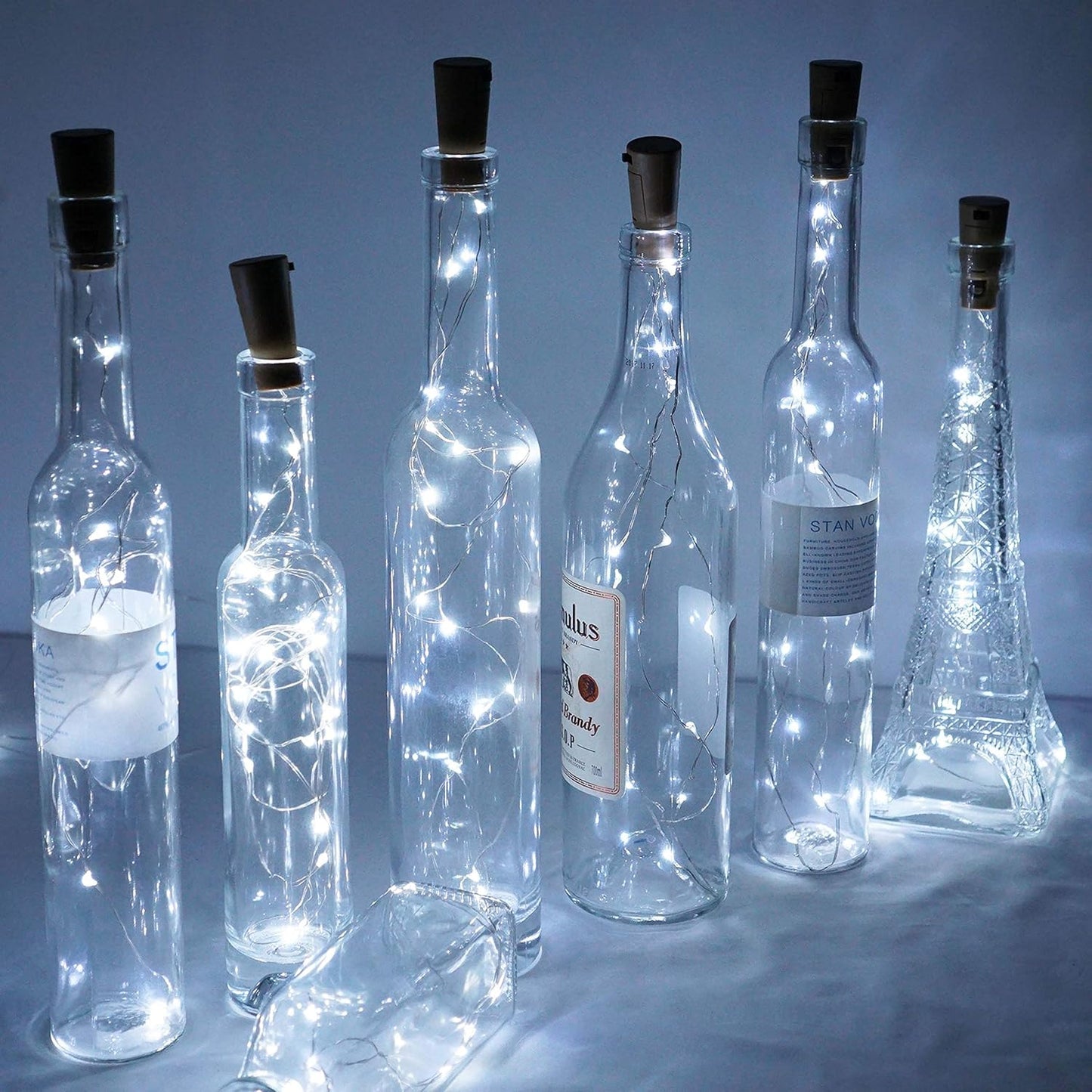 Wine Bottle Lights with Cork, LoveNite Battery Operated 20 LED Cork Shape Silver Wire Colorful Fairy Mini String Lights(No Bottles) for DIY, Party, Decor, Christmas, Halloween,Wedding (15, Cool White)