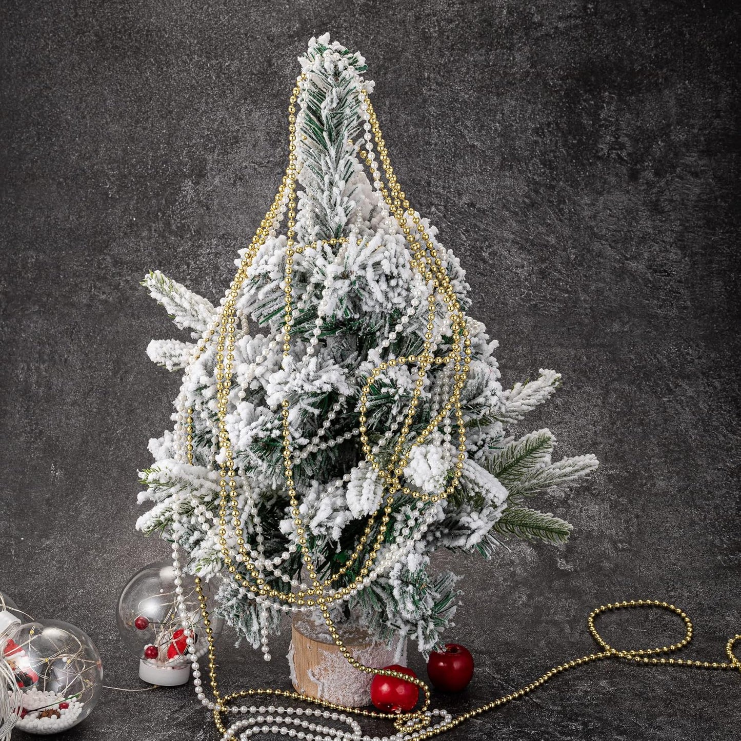 4mm Crafts Faux Pearl Beads Garland Pearl Bead Roll Strand of Pearls to Decorate Floral Centerpieces Wedding Party Favor Christmas Tree(131 Feet White)