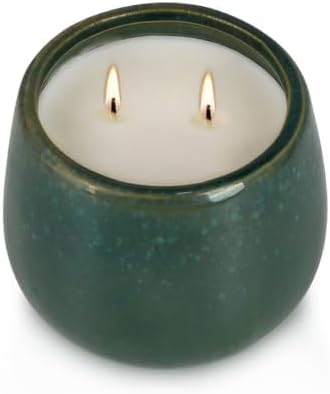 1 Pack Soy Wax Green Ceramic 2-Wick Outdoor Citronella Candles– Long Burning Scented Candle for Home Decor, Relaxation, Gifts & All Occasions