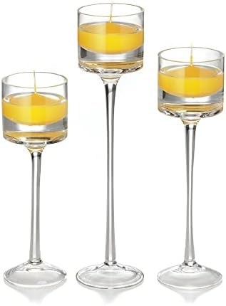 yummi Set of 18 Floating Candles and Monet Stem Holders - Bright Yellow