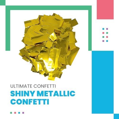 Rectangular Gold Mylar Shiny Foil Metallic Confetti for Cannon and Launcher use - Gender Reveal Confetti for Wedding, Parties, Mother’s Day and Live Events - 30 lb, 480 oz