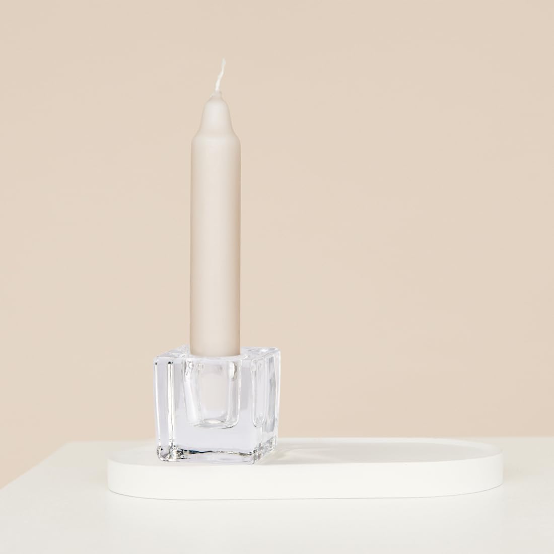 Glass Candlestick Holders Bulk for Taper Candles, Set of 18 Clear Glass Candle Holders for Family Party, Church and Wedding