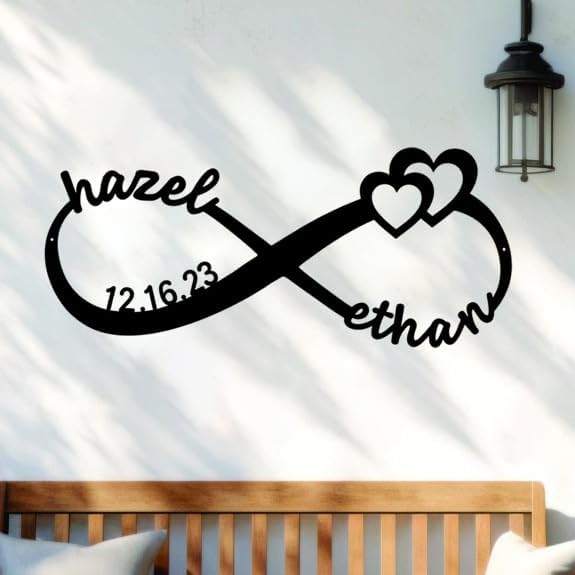 NAZENTI Personalized Metal Sign Infinity Gift For Couple, Wedding Gift, Family Name Sign, Outdoor Name, Anniversary, Home Decor, Front Door