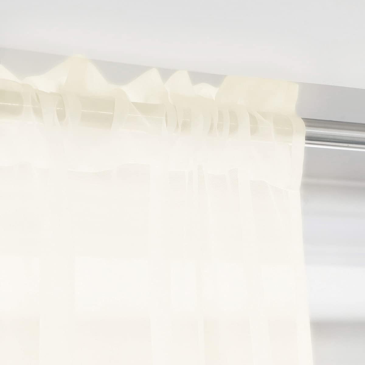 Window Beige Sheer Curtains 48 Inches Width 84 Inches Long 2 Panels Sheer Curtains Clear Curtains Basic Rod Pocket Panel for Home/Living Room/Bedroom/Kids Room