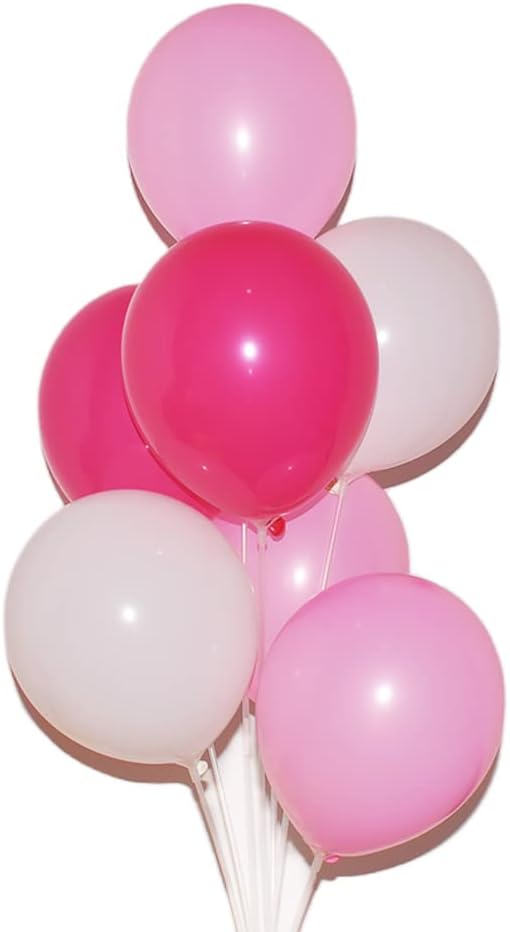 300 Pack Hot Pink Light Pink and White Balloons 5 Inch Pink White and Rose Red Mini Latex Assorted Colors Small Balloon for Birthday Wedding Baby Shower Valentine's Day Party Decorations