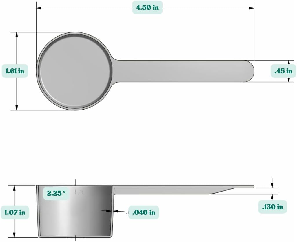 2 Tablespoon (1/8 Cup | 1 Oz. | 6 Teaspoon | 29.6 mL) Long Handle Scoop for Measuring Coffee, Pet Food, Grains, Protein, Spices and Other Dry Goods (Pack of 25)